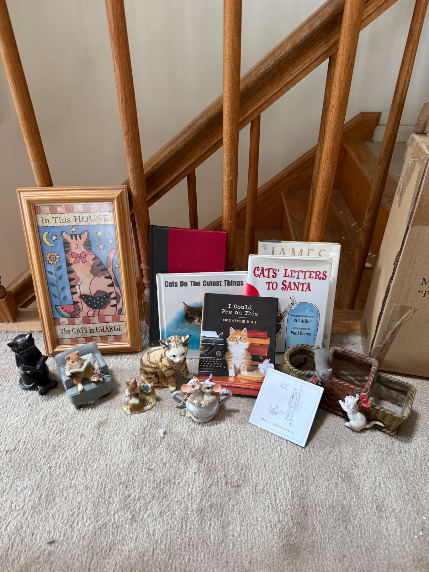 Cat Figurine Collection with Nativity Scene and Books - image 5 of 10