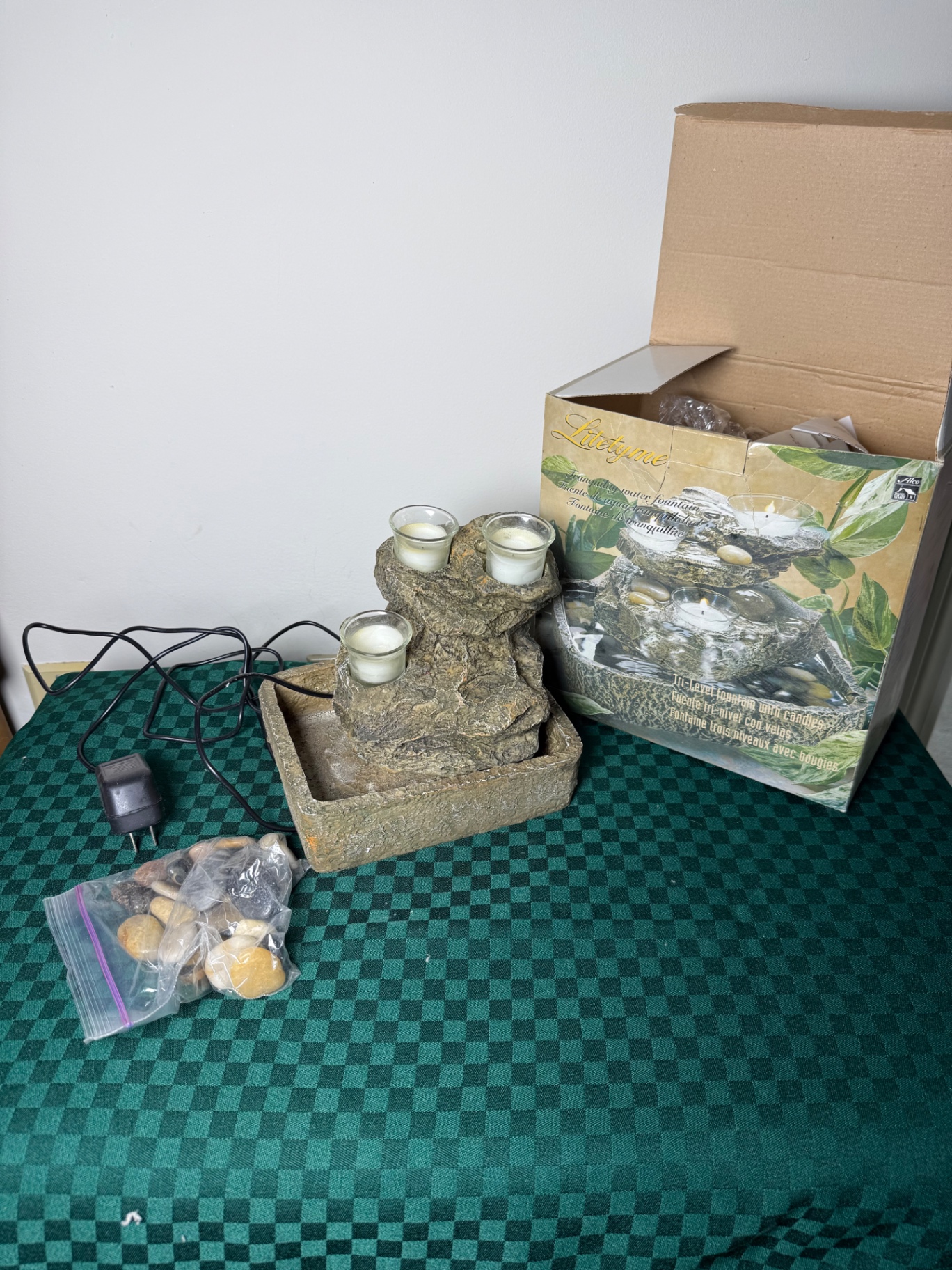 Three-tier rock-textured candle fountain - image 2 of 5