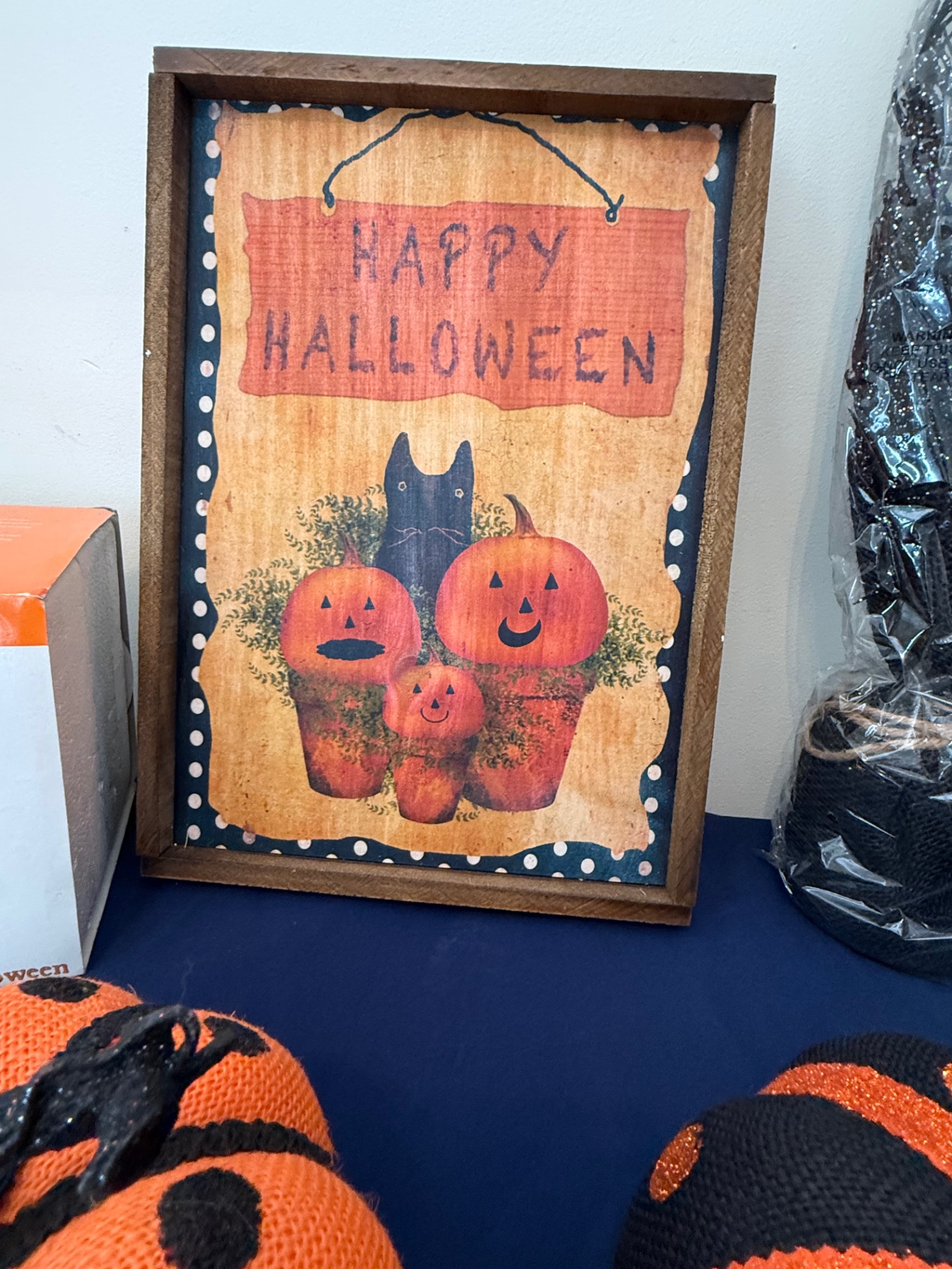 Halloween Decor Set with Knitted Pumpkins and Pumpkin Stand - image 3 of 5