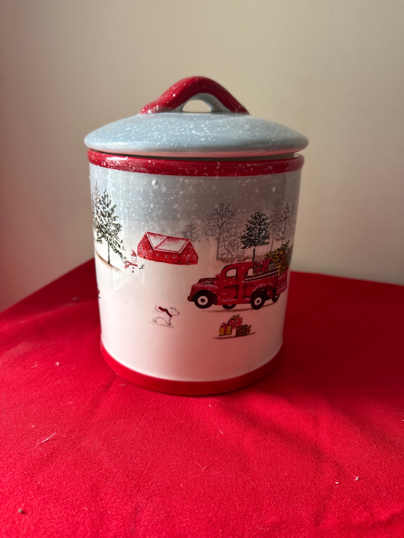 Festive Christmas Winter Cookie Jar with Lid - image 1 of 6