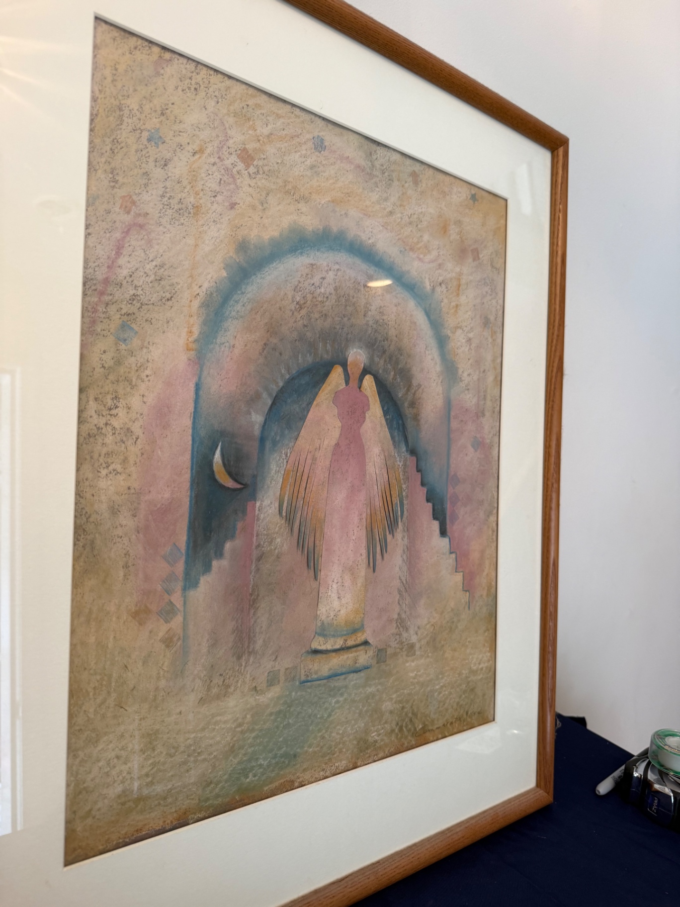 Framed pastel angel artwork - image 2 of 3