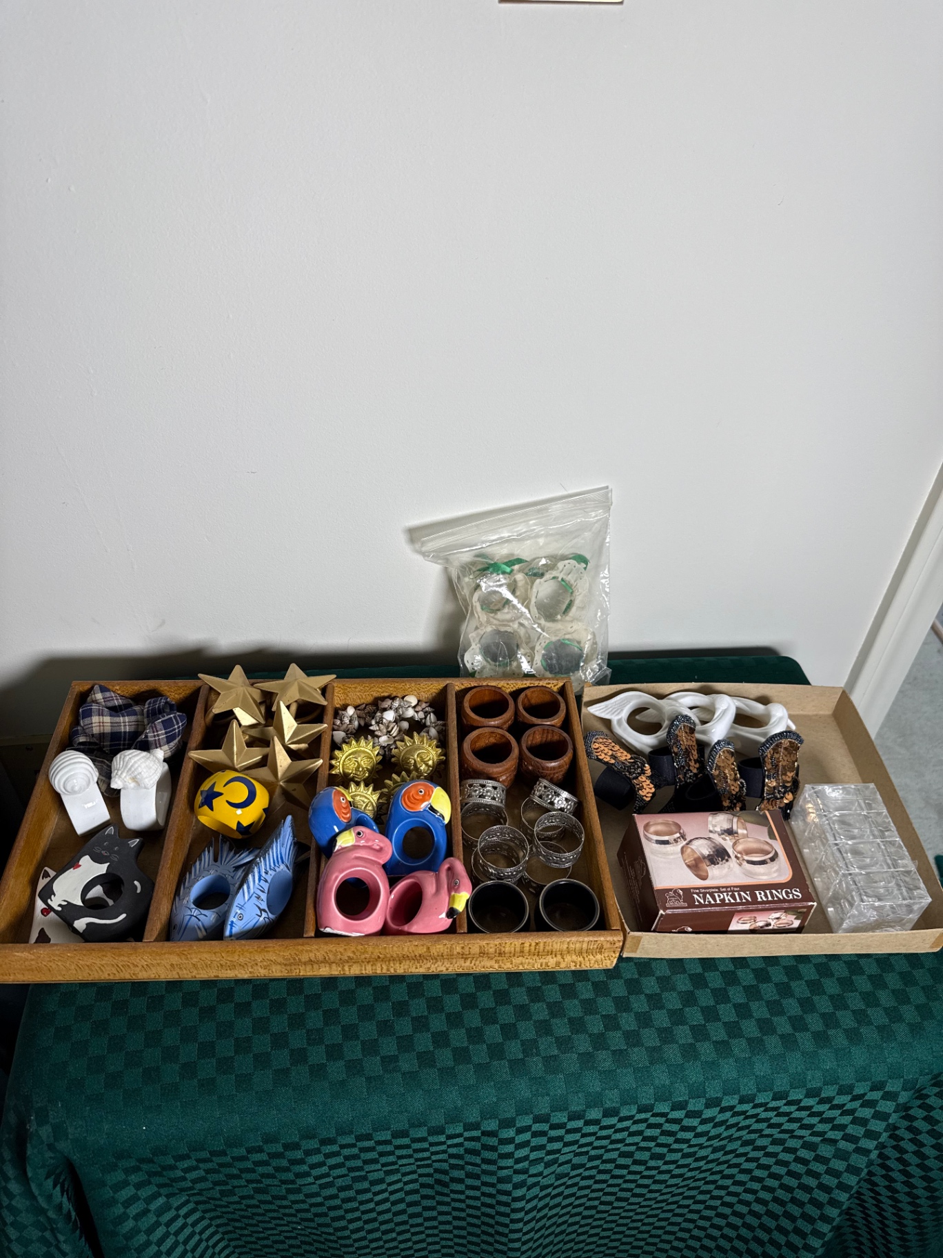Assorted napkin rings and decorative trinkets - image 1 of 8