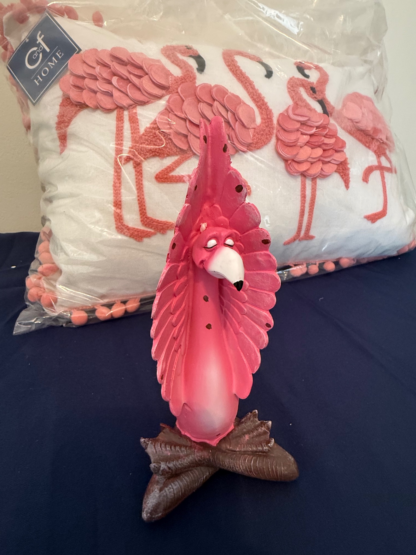Pink Flamingo Decorative Pillow and Figurine - image 2 of 2