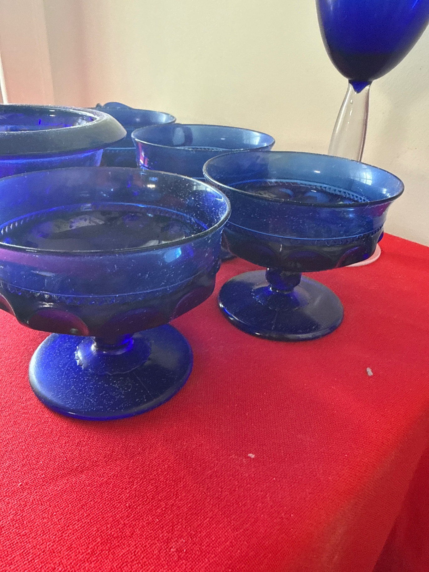 Cobalt blue glassware set with goblets and bowls - image 2 of 4