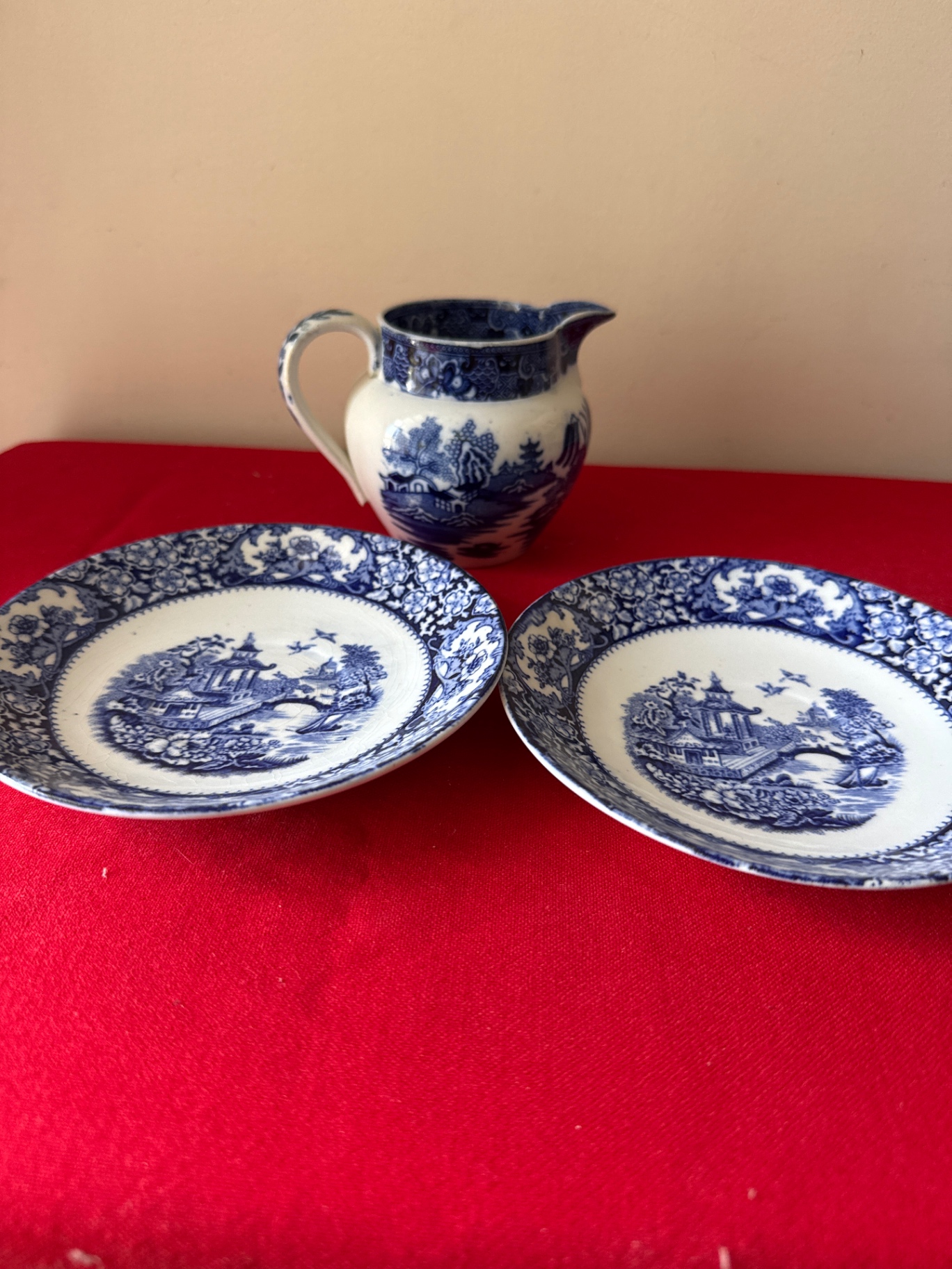Blue and White Transferware Plates with Matching Pitcher - image 2 of 5