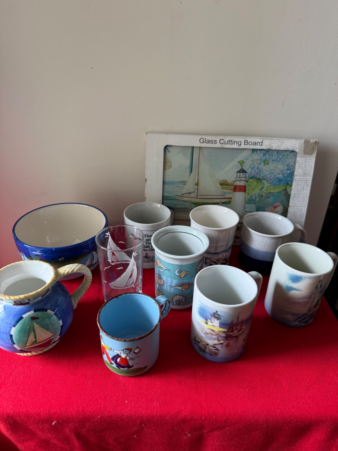 Nautical-themed ceramic mugs and glassware set - image 1 of 9