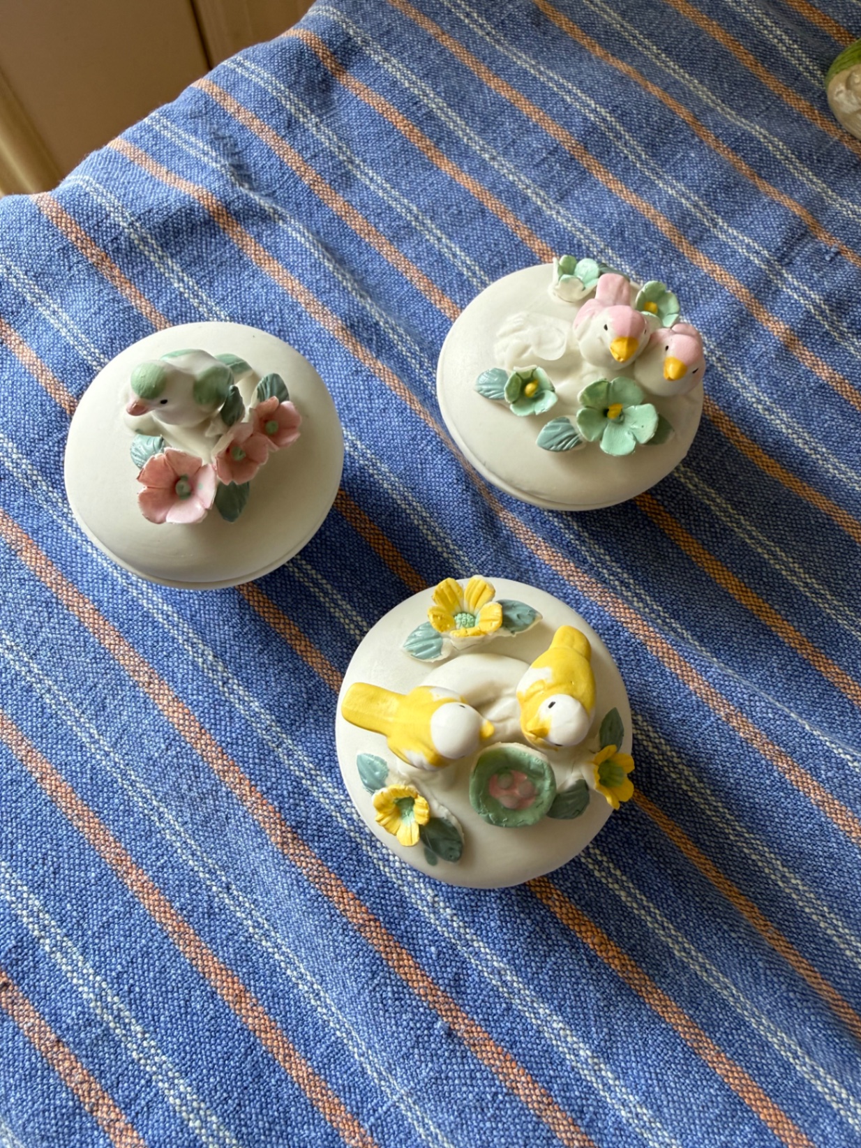 Fairy candleholders and bisque bird boxes - image 2 of 8