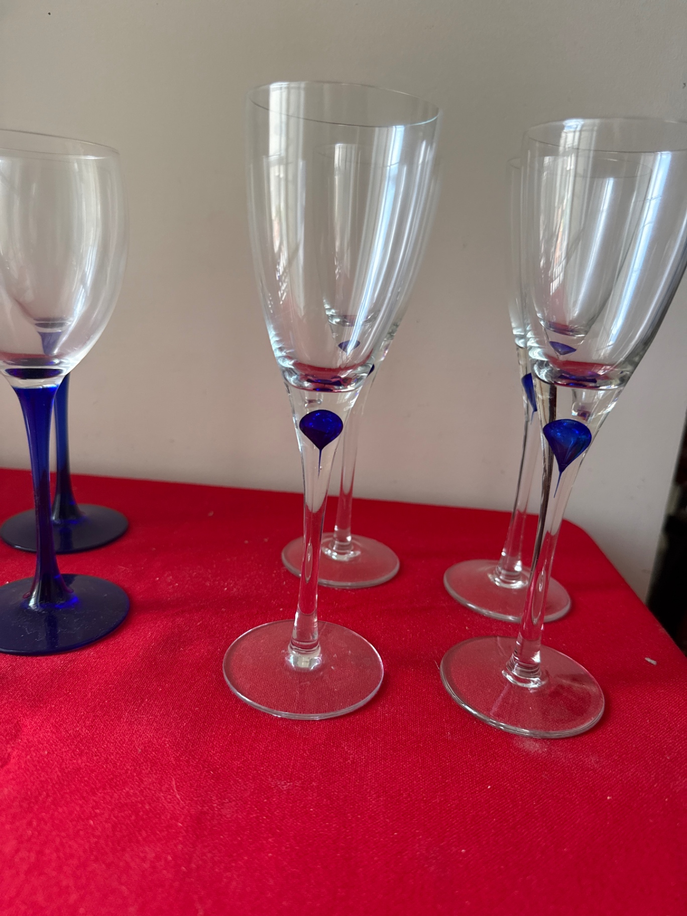 Wine glasses with cobalt-blue stems - image 3 of 4