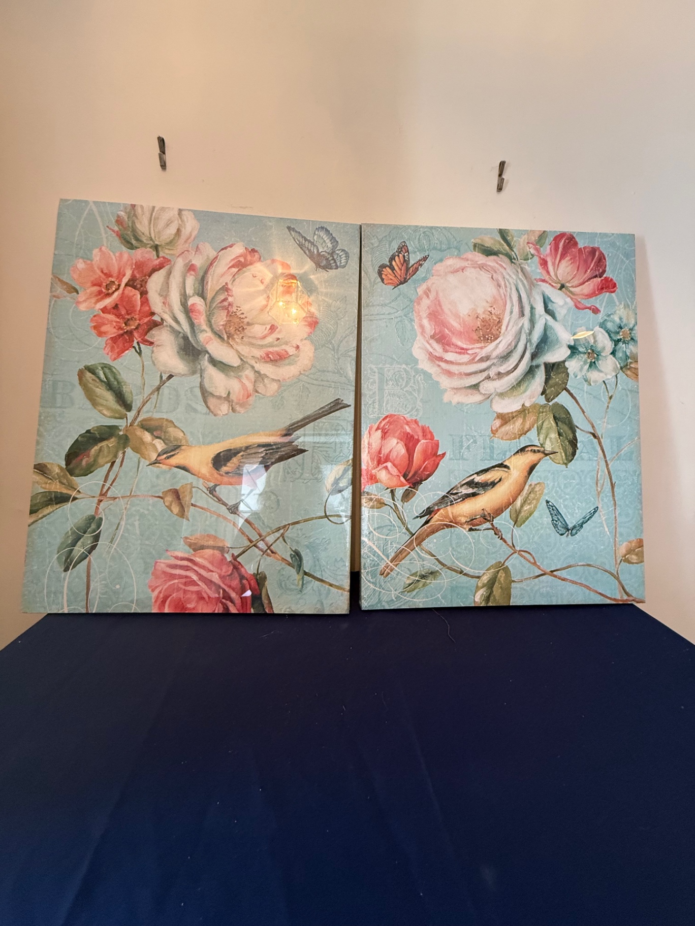 Two-Panel Floral Bird Canvas Diptych - image 1 of 3
