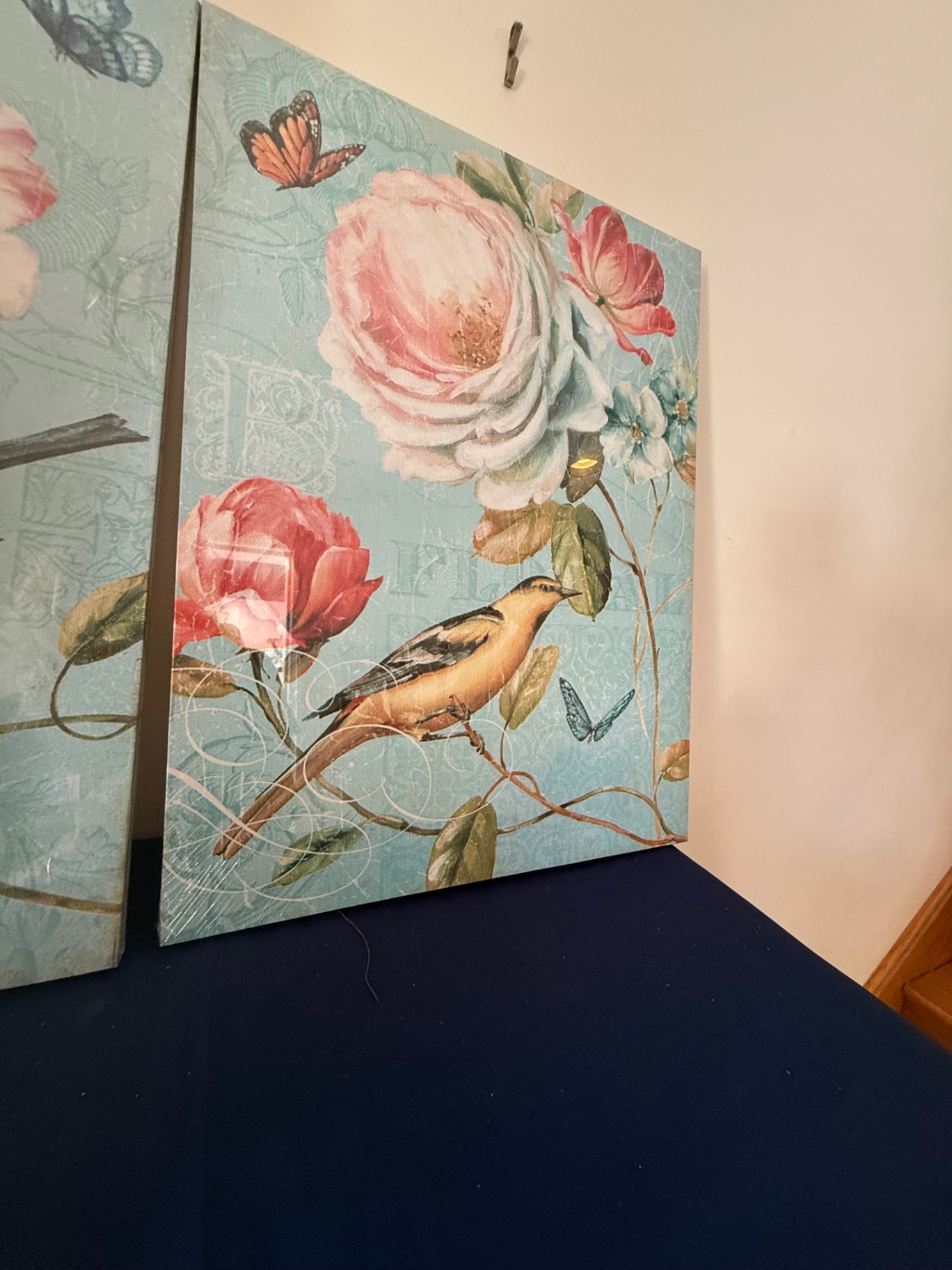 Two-Panel Floral Bird Canvas Diptych - image 2 of 3