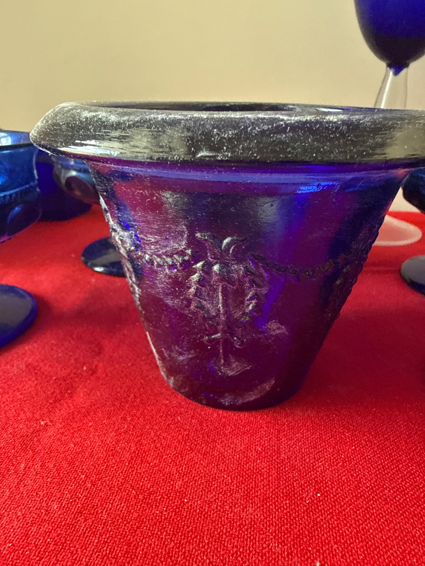 Cobalt blue glassware set with goblets and bowls - image 3 of 4