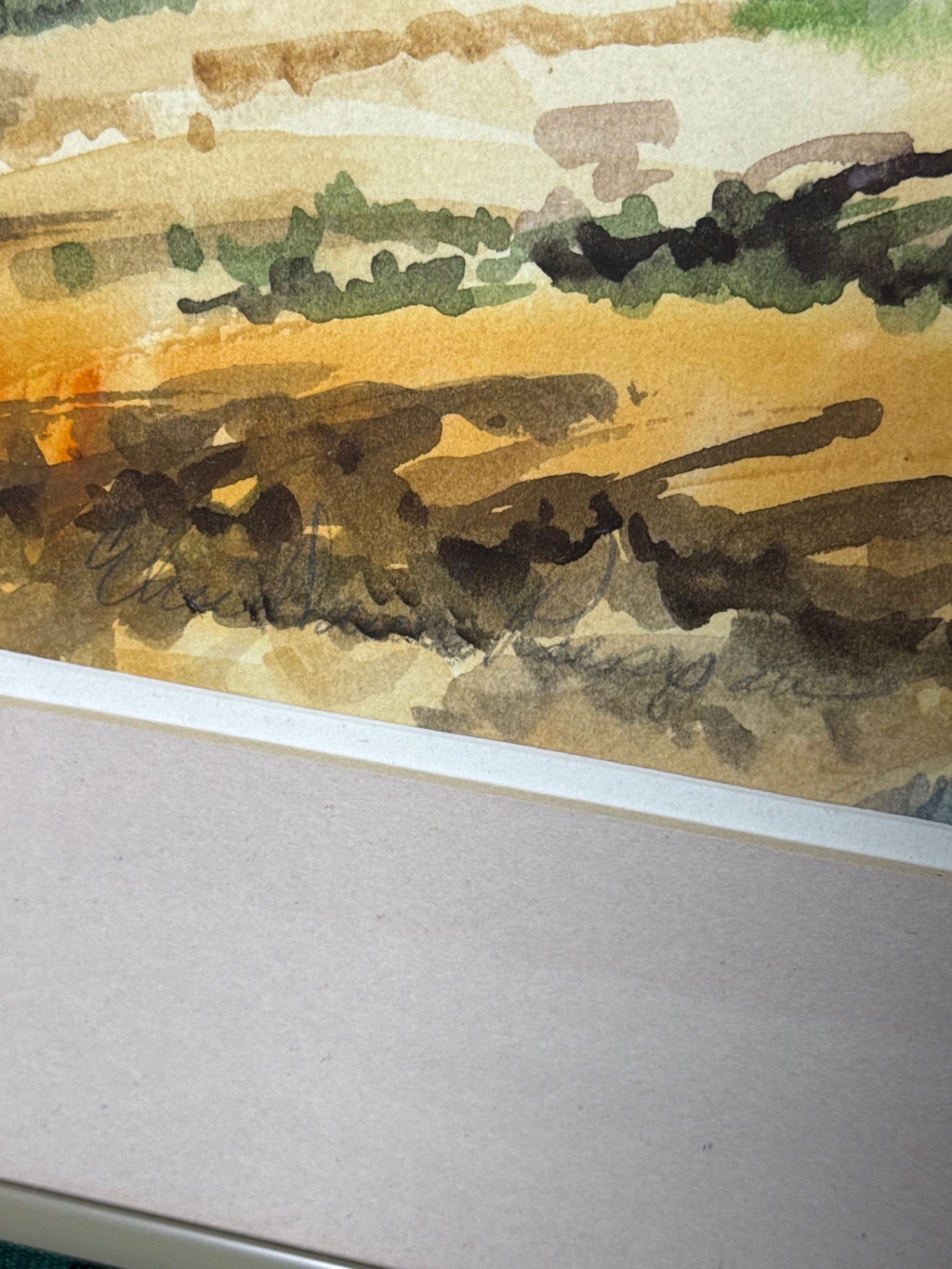 Framed watercolor landscape with farmhouse - image 4 of 7