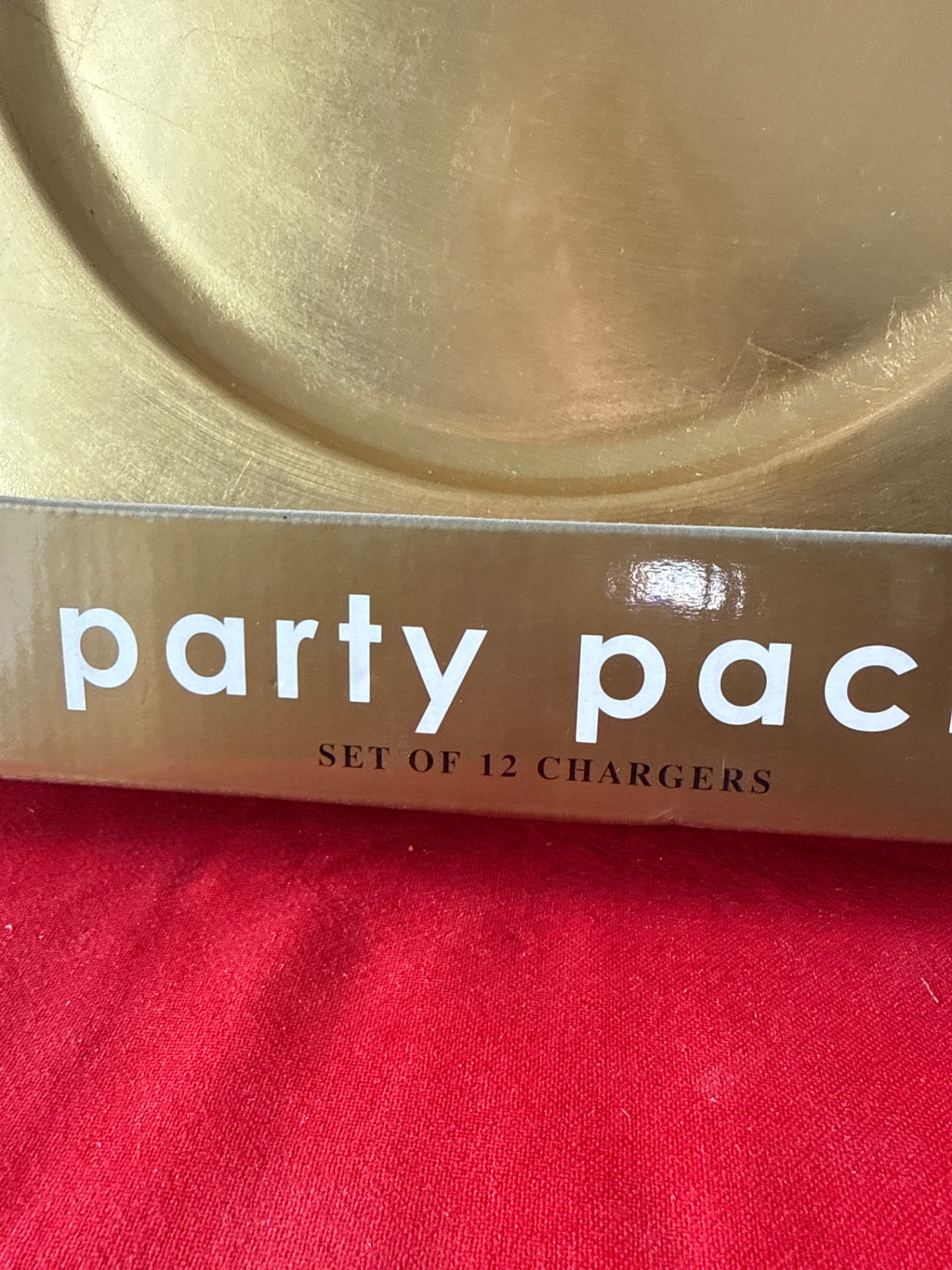 Gold charger plates set (12) in box - image 3 of 3