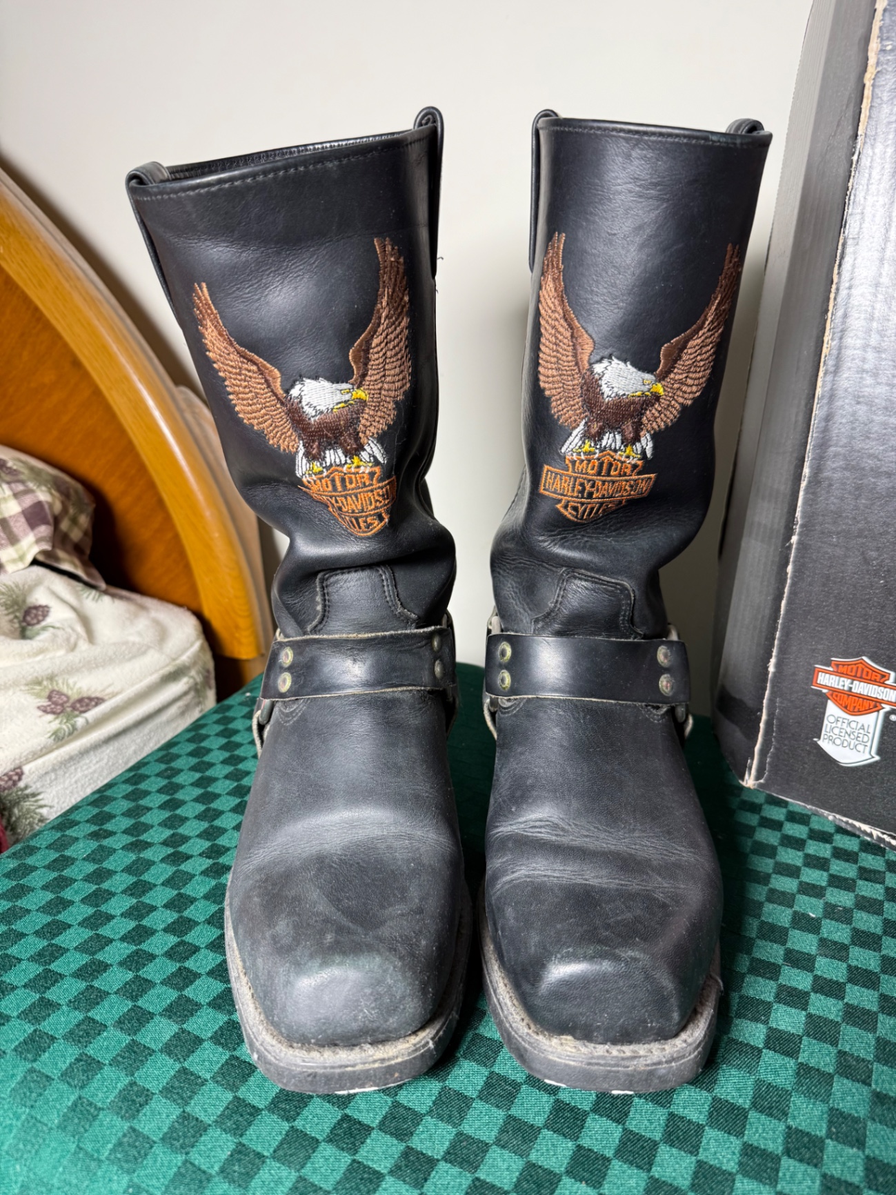Harley-Davidson eagle-embroidered knee-high boots with box - image 2 of 6