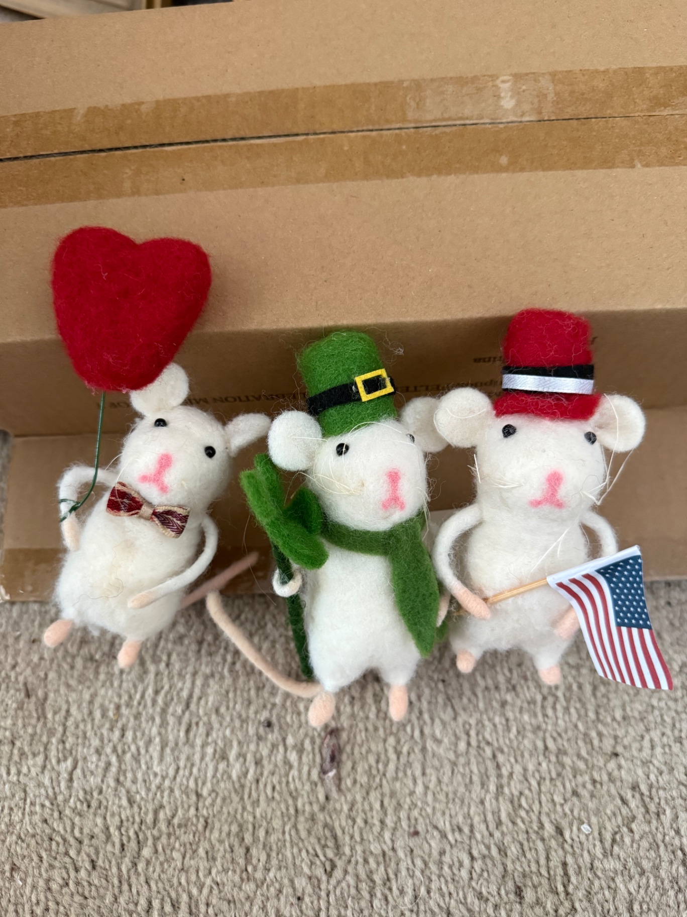 Set of felt mouse figurines with festive accessories - image 1 of 4