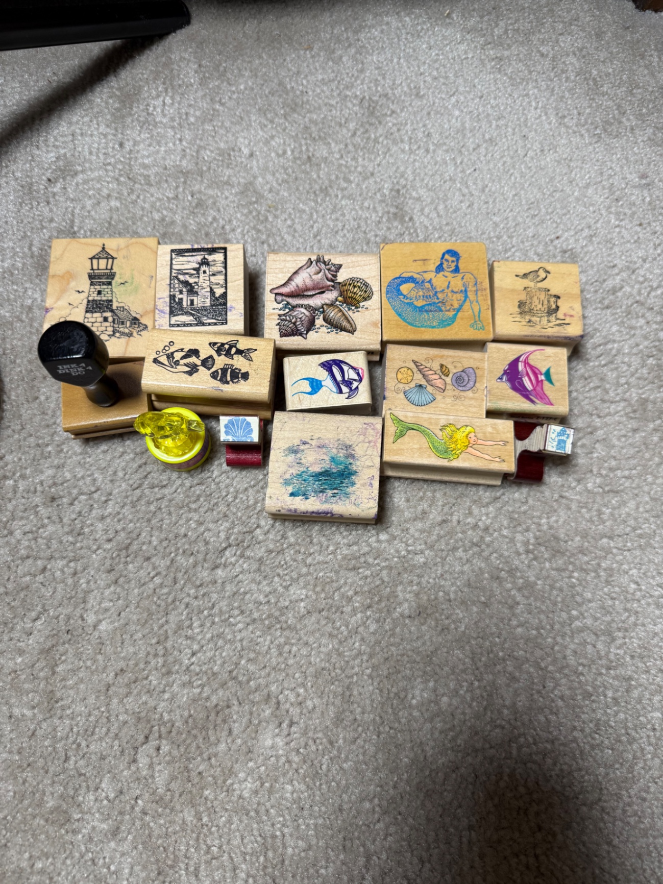 Assorted marine-themed wooden rubber stamps - image 1 of 1