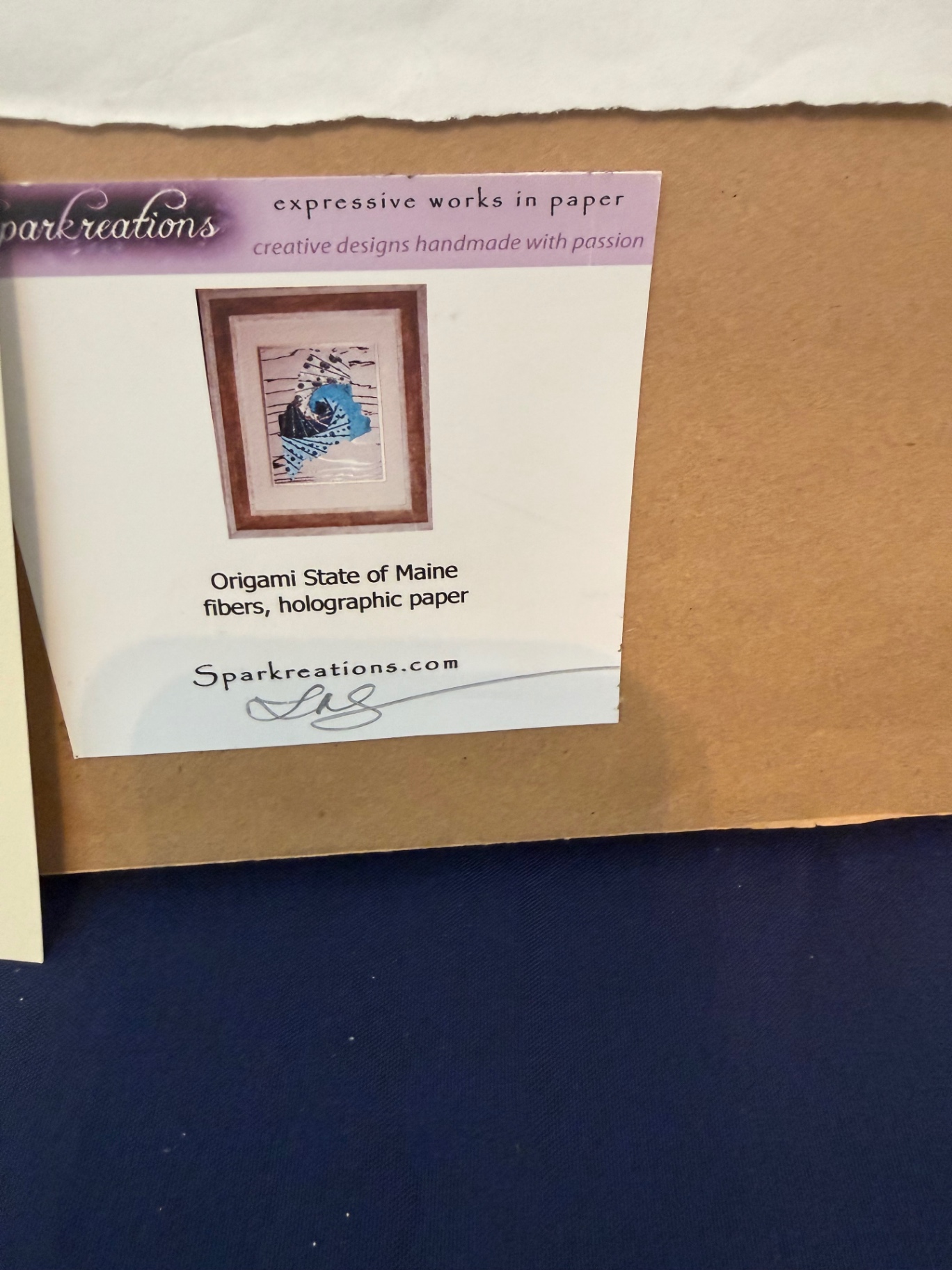 Framed Water Maine Origami Fiber Art - image 6 of 6