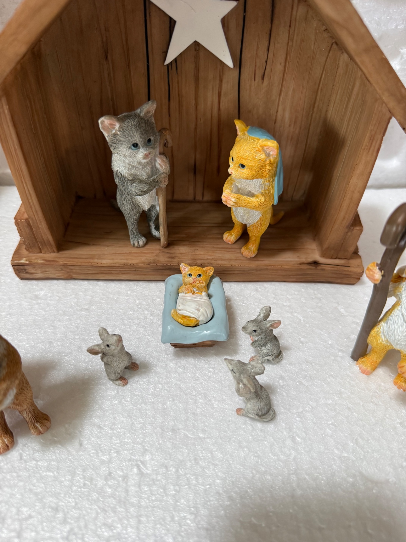 Cat Figurine Collection with Nativity Scene and Books - image 2 of 10