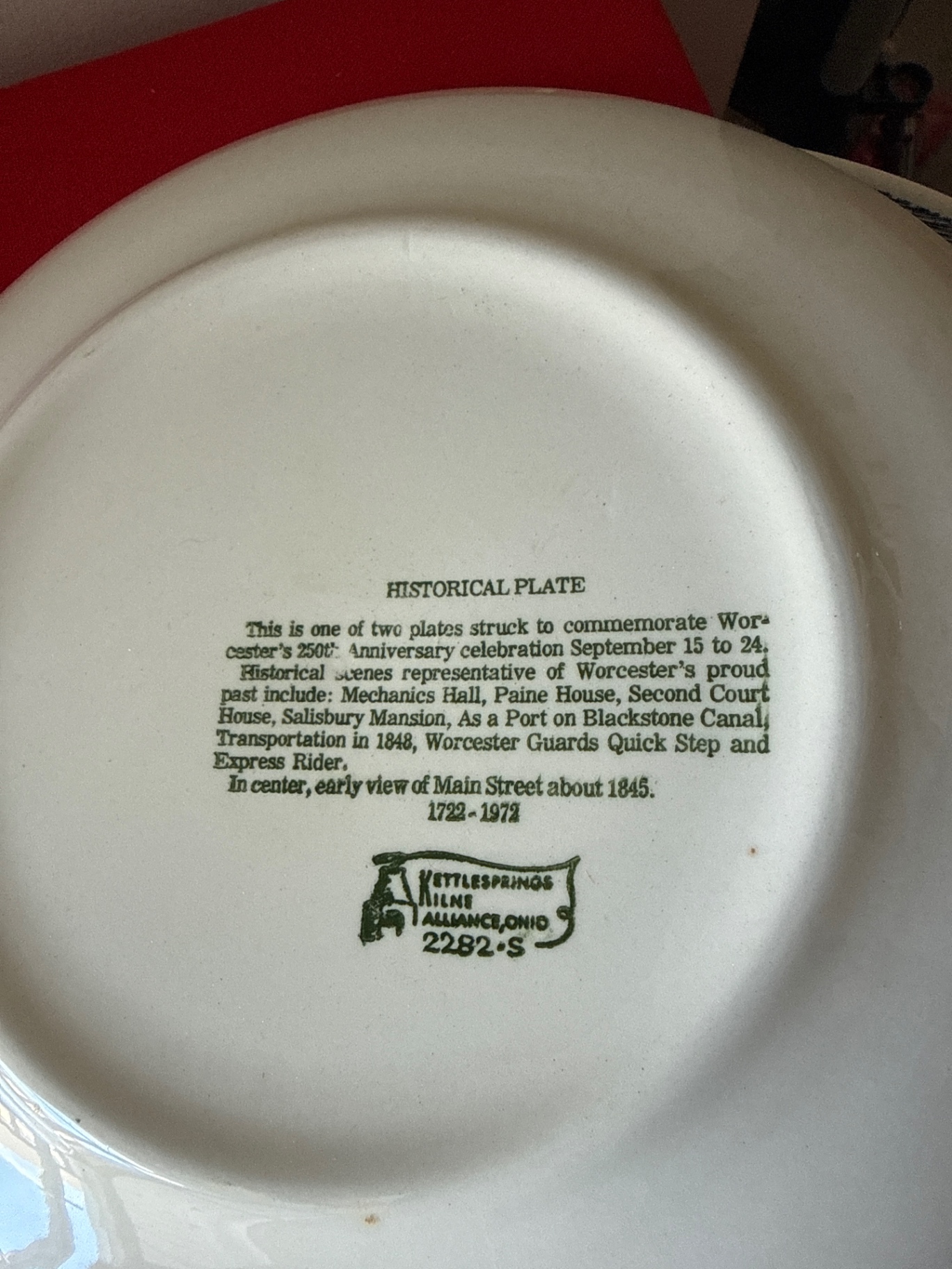 Worcester Massachusetts 1722-1972 Commemorative Plates - image 5 of 5