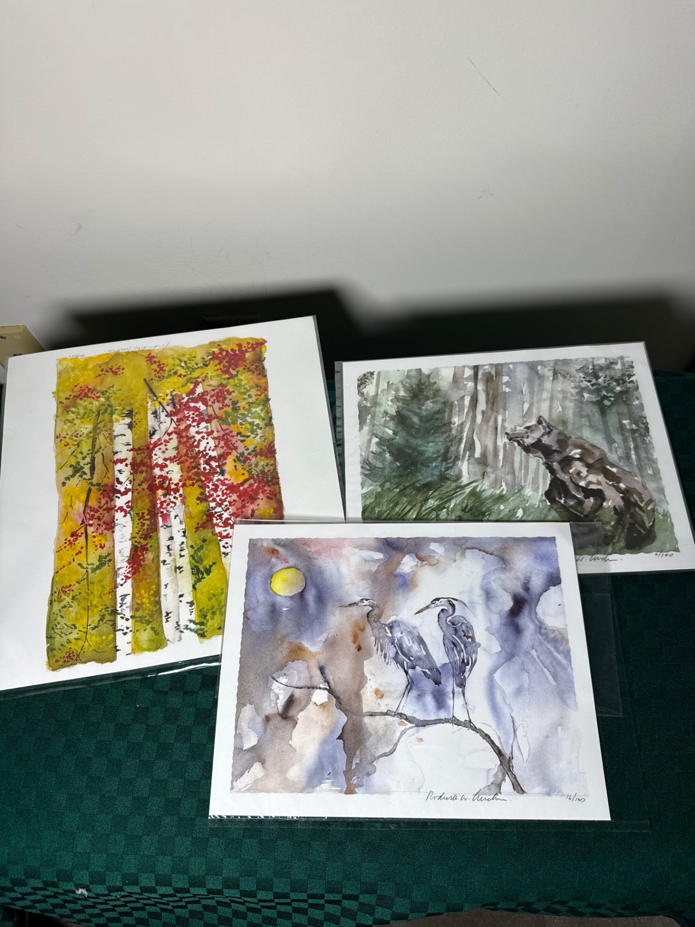 Set of three watercolor nature prints - image 1 of 4