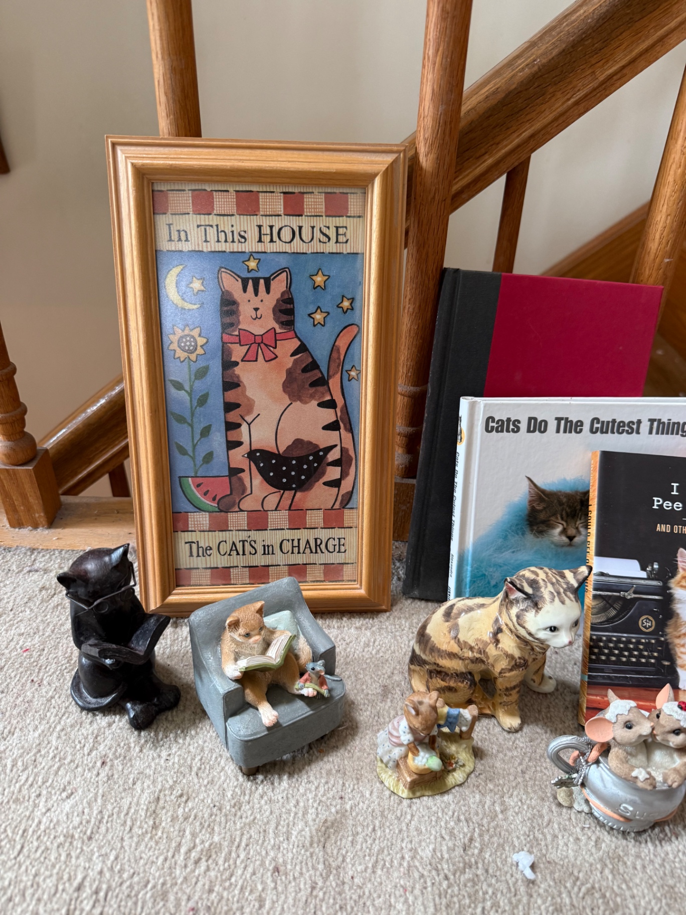 Cat Figurine Collection with Nativity Scene and Books - image 7 of 10