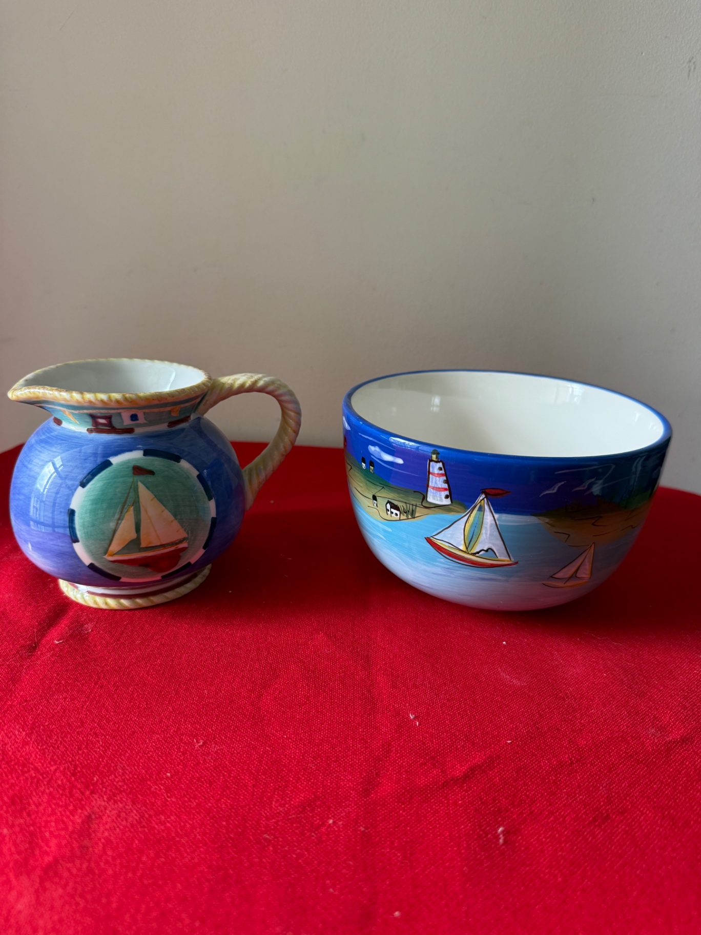 Nautical-themed ceramic mugs and glassware set - image 7 of 9