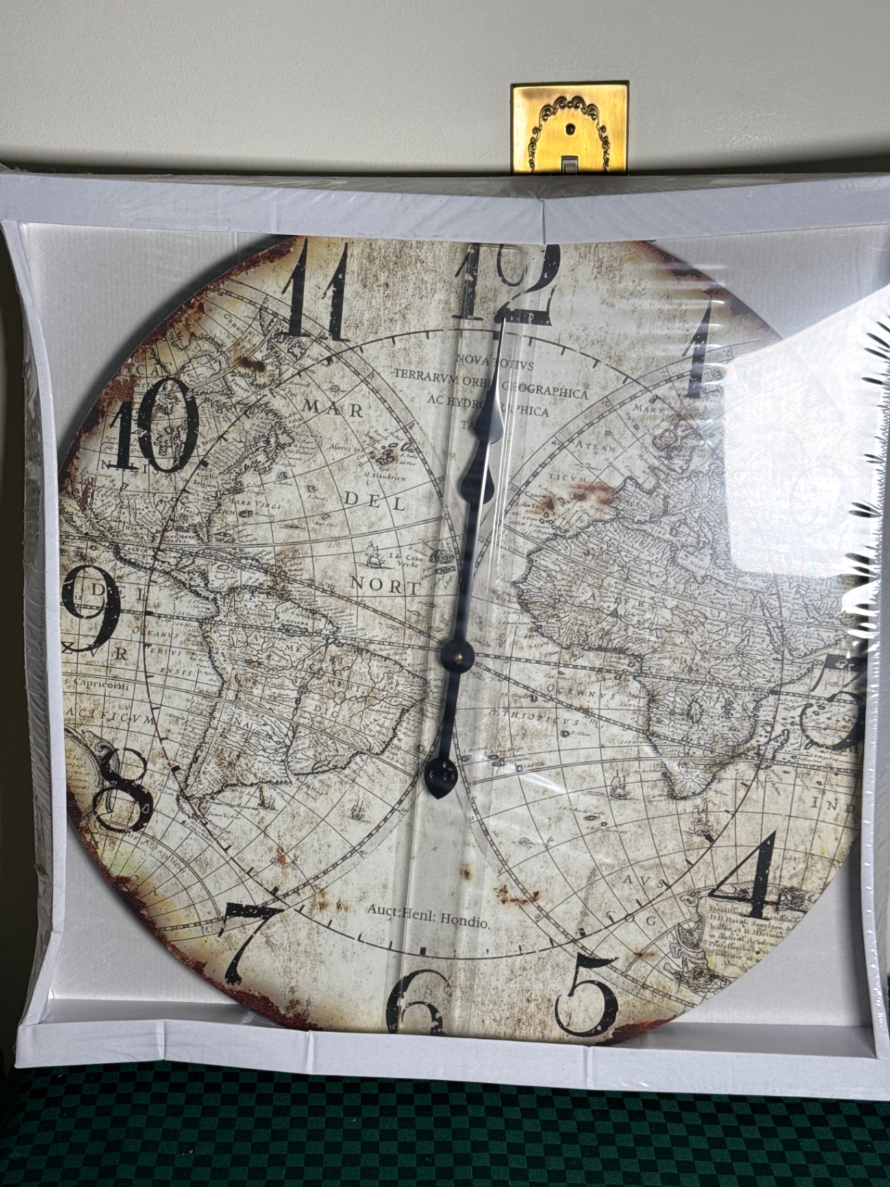 Round Vintage Map Wall Clock - image 1 of 4