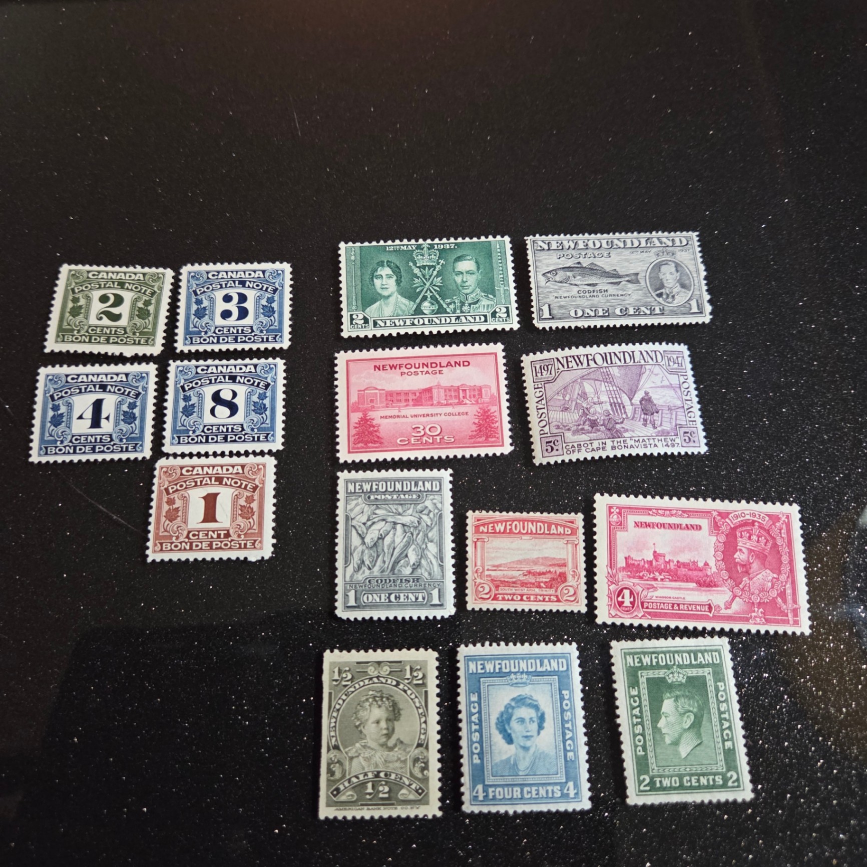 Canadian Newfoundland + Postal Note Stamps - image 1 of 3