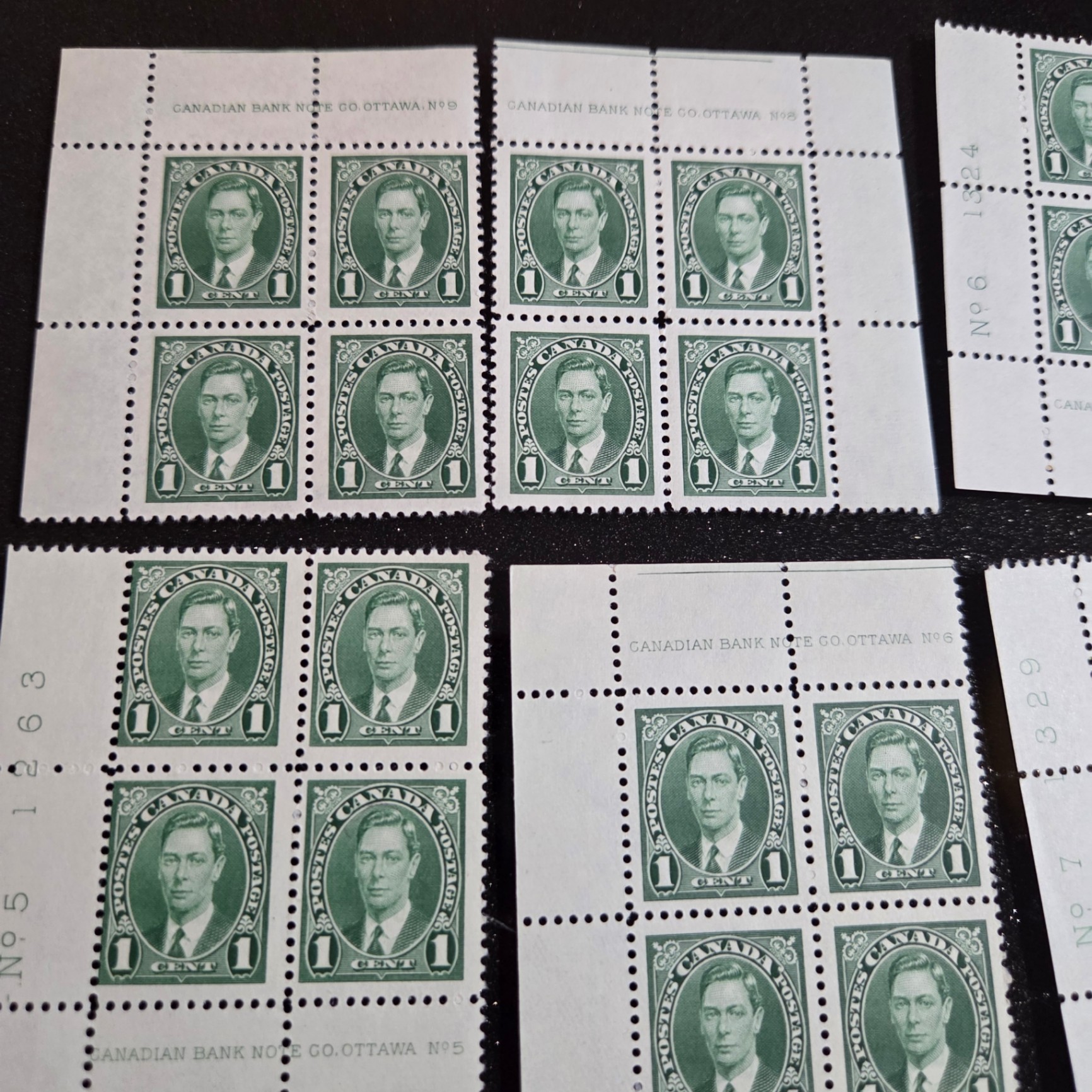 Canada 1 Cent Stamp Blocks 1937 - image 2 of 3