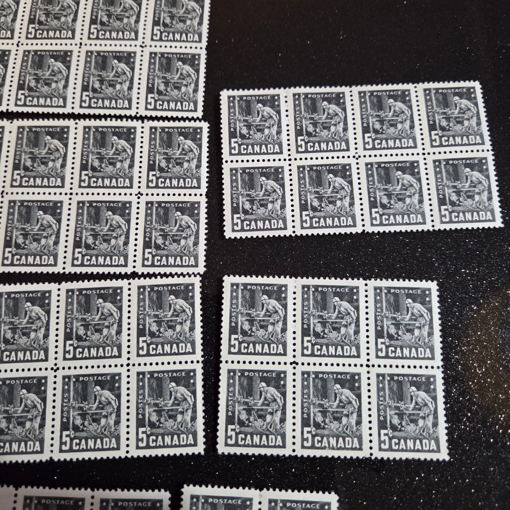 1957 Canada 5 Cent Miner Stamp Blocks - image 3 of 3