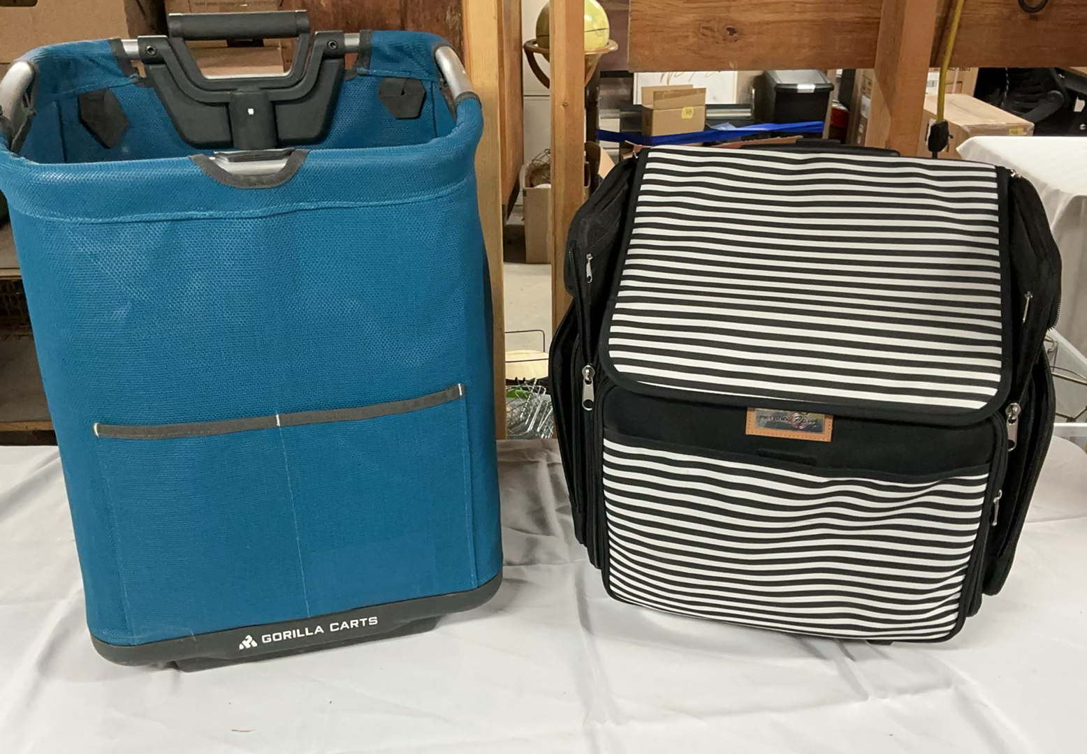 Blue Gorilla Carts rolling cart and striped Everything Mary rolling bag - image 1 of 6
