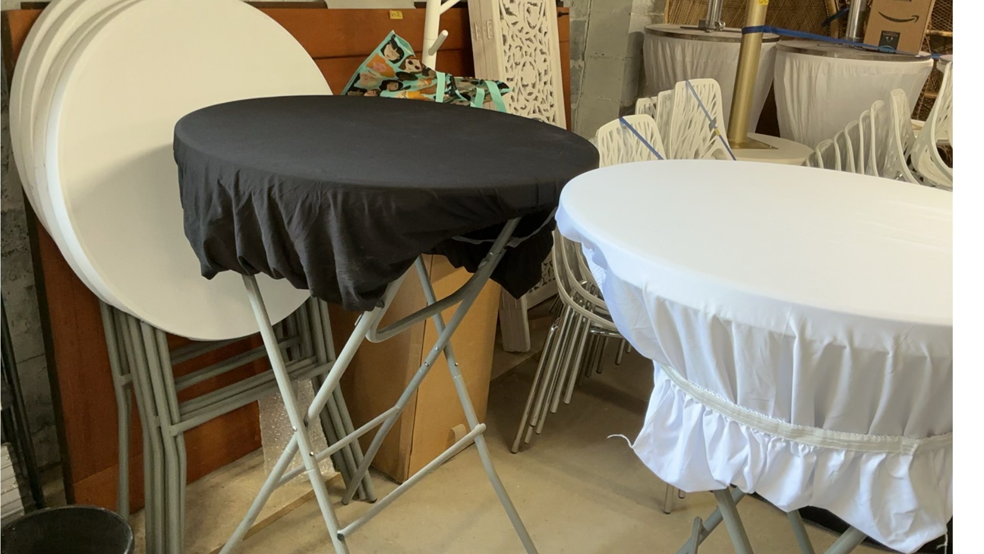 6 Folding Pub Top Tables, W/table Cloths - image 1 of 4