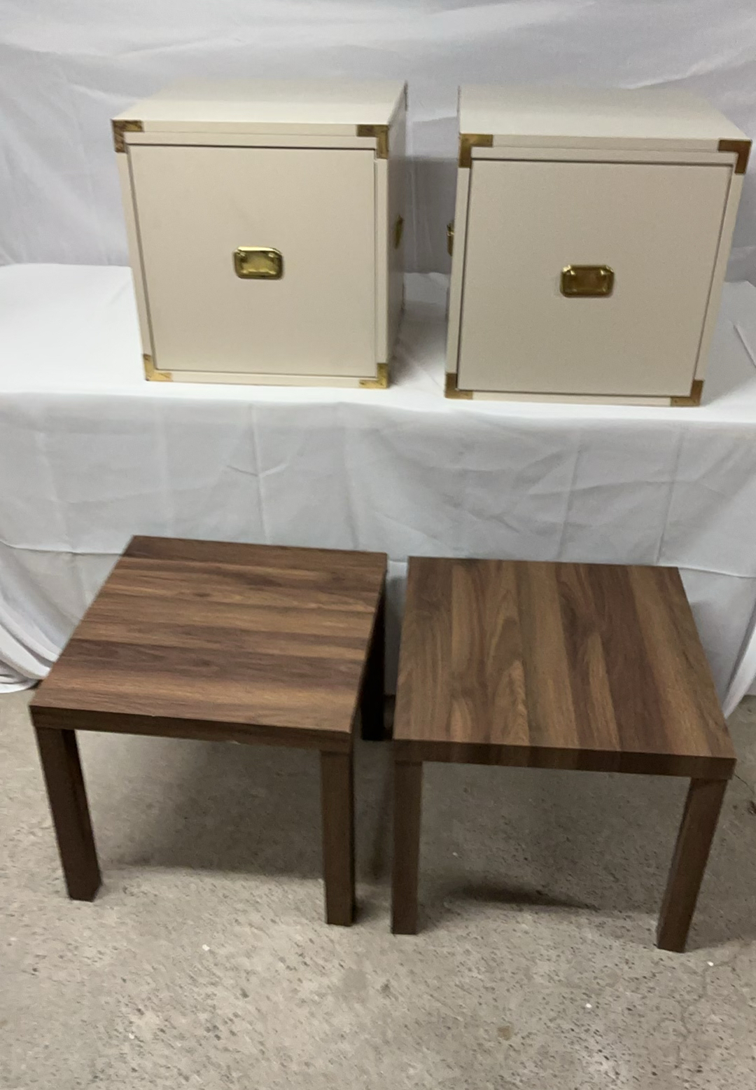Two square Side Tables, 2 square cube tables/storage - image 1 of 8