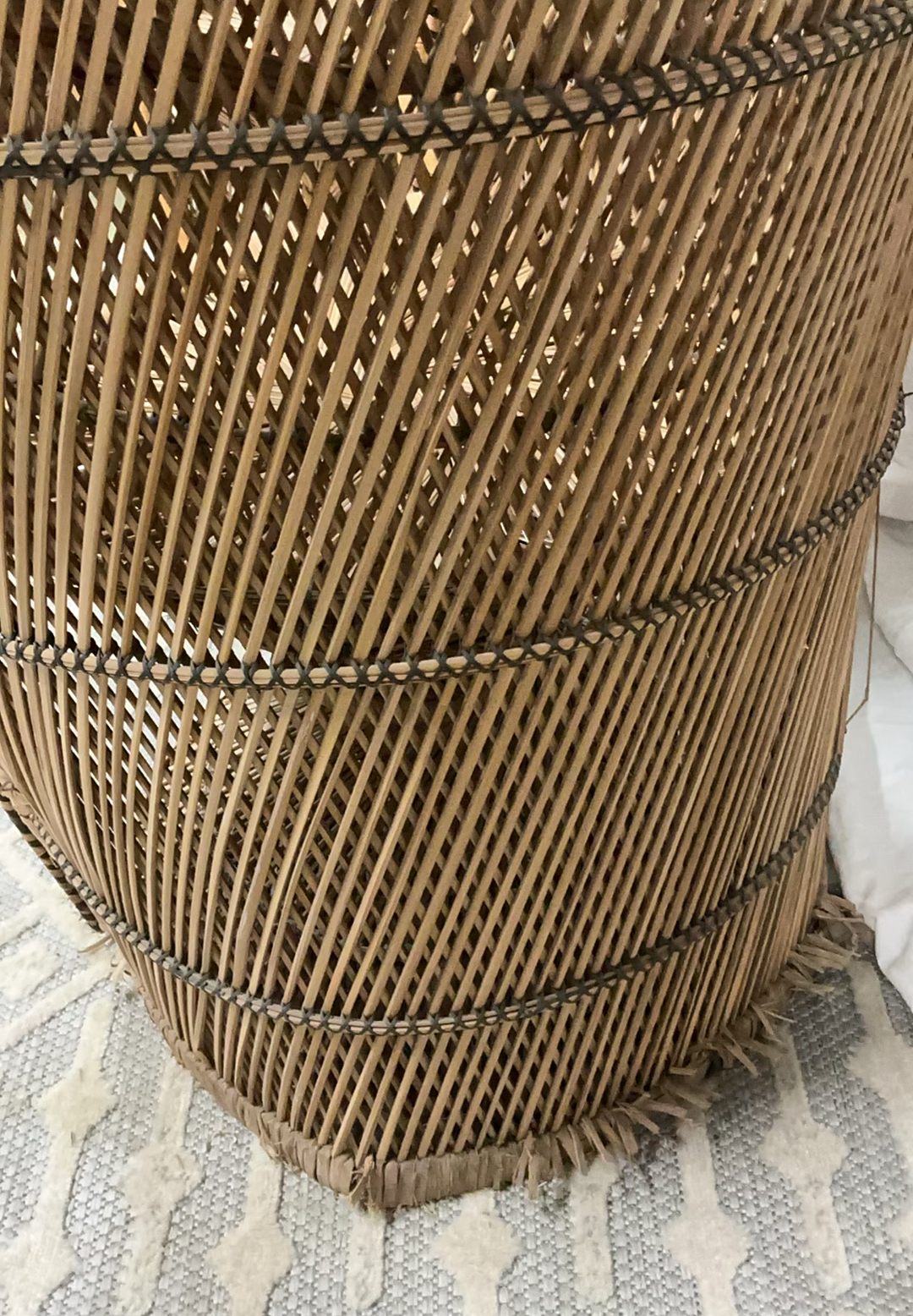 Two Vintage Bohemian Rattan Peacock Chairs - image 7 of 9