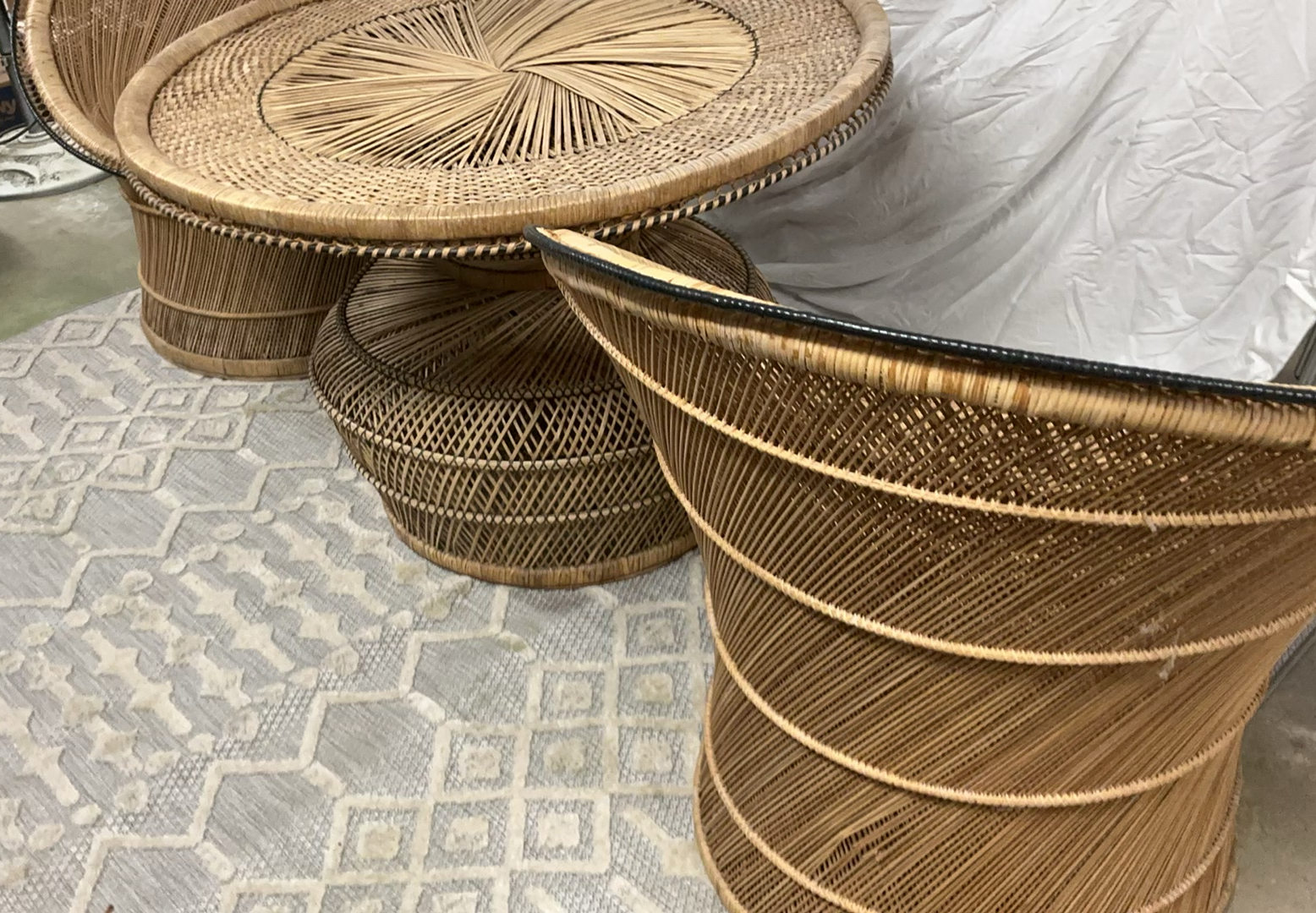 Vintage Boho Rattan Table And 2 Chairs - image 7 of 7