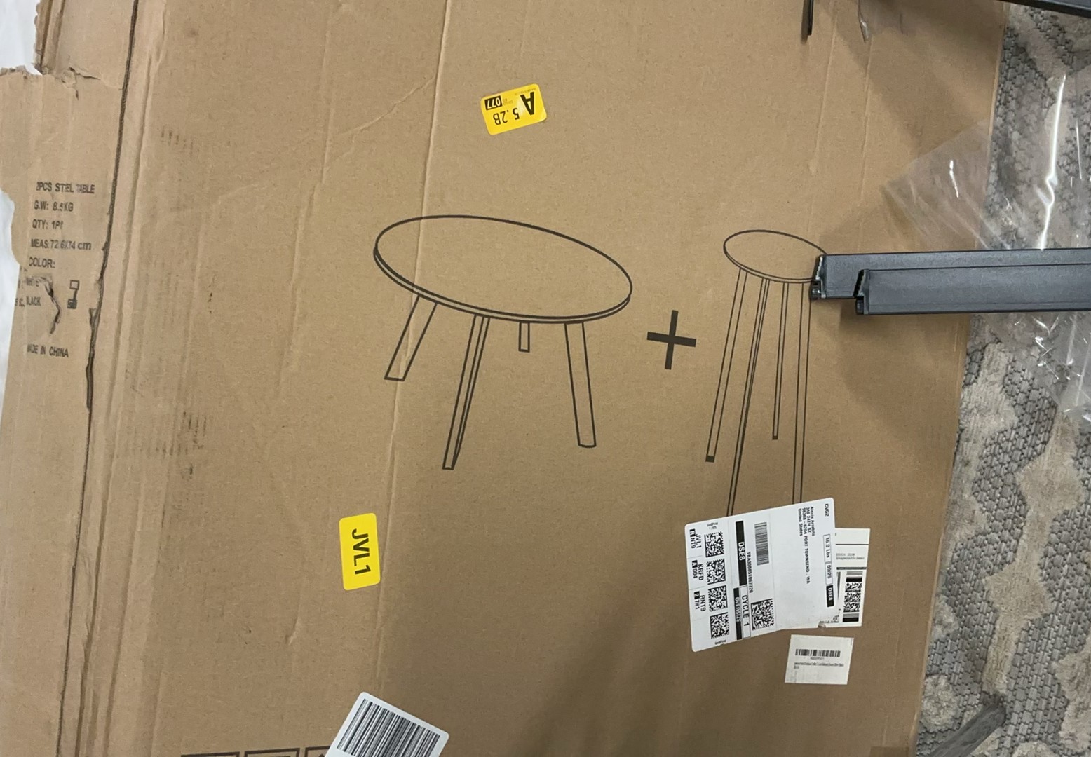 6 White Plastic Bird Nest Chairs, NEW! And 5 Black Metal Tables, NEW! - image 5 of 6