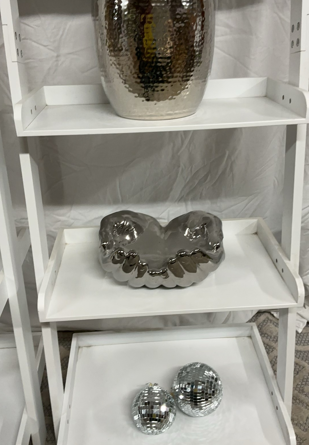 2 White IKEA Shelving, Silver & Gold Decor - image 5 of 6