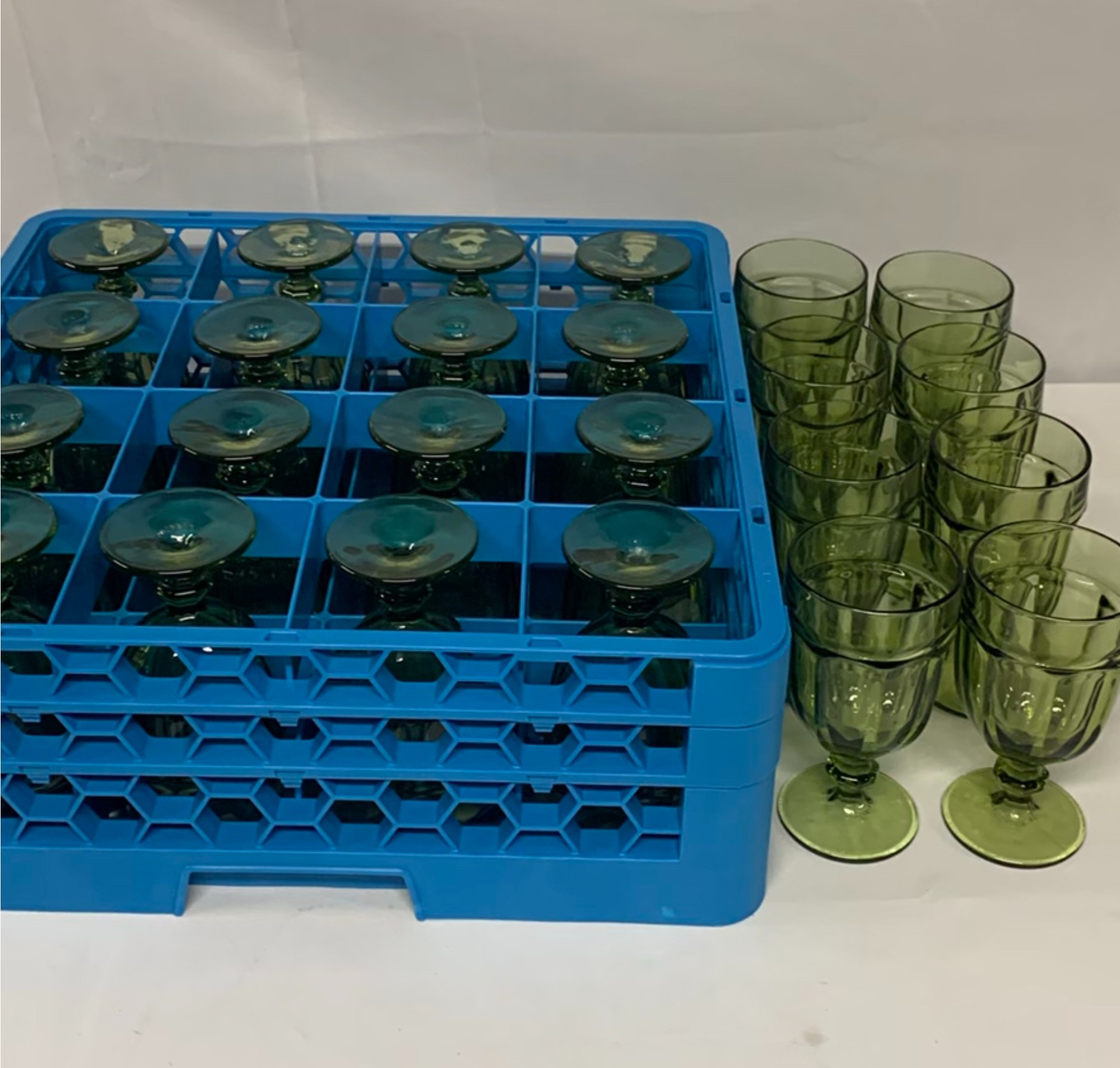 Green Glass Stemmed Goblets - image 4 of 4