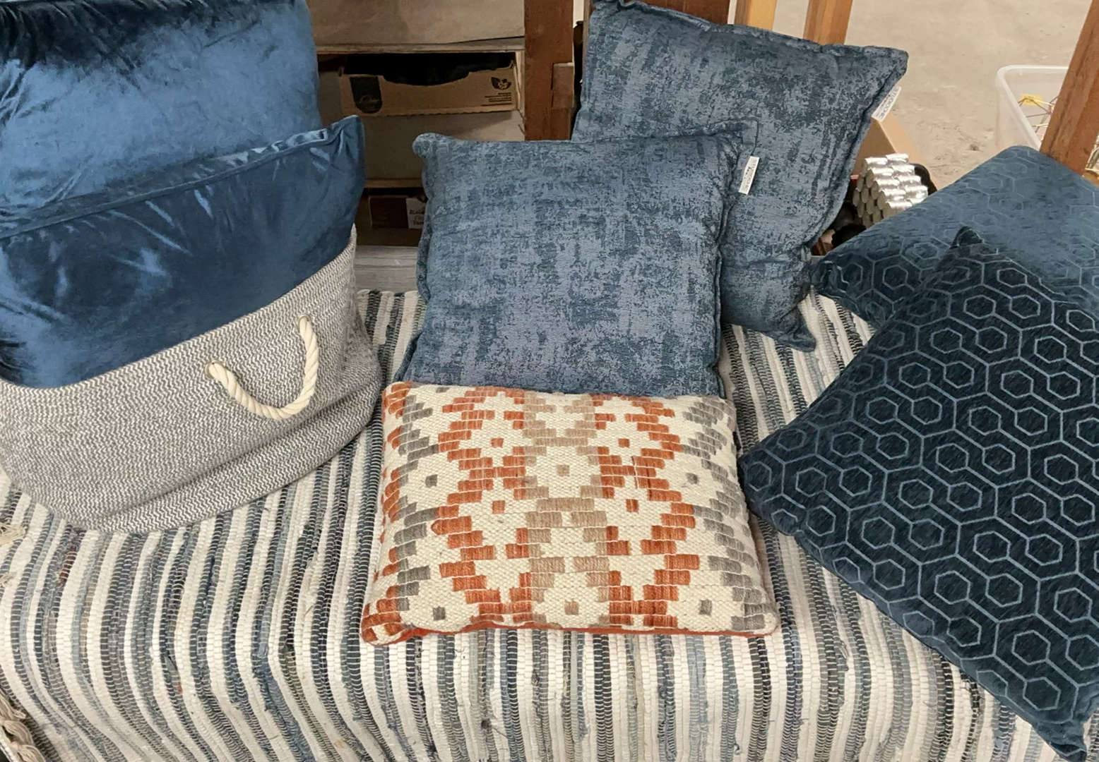 Throw Pillows And Rug, Navy, Crème, Coral - image 1 of 8