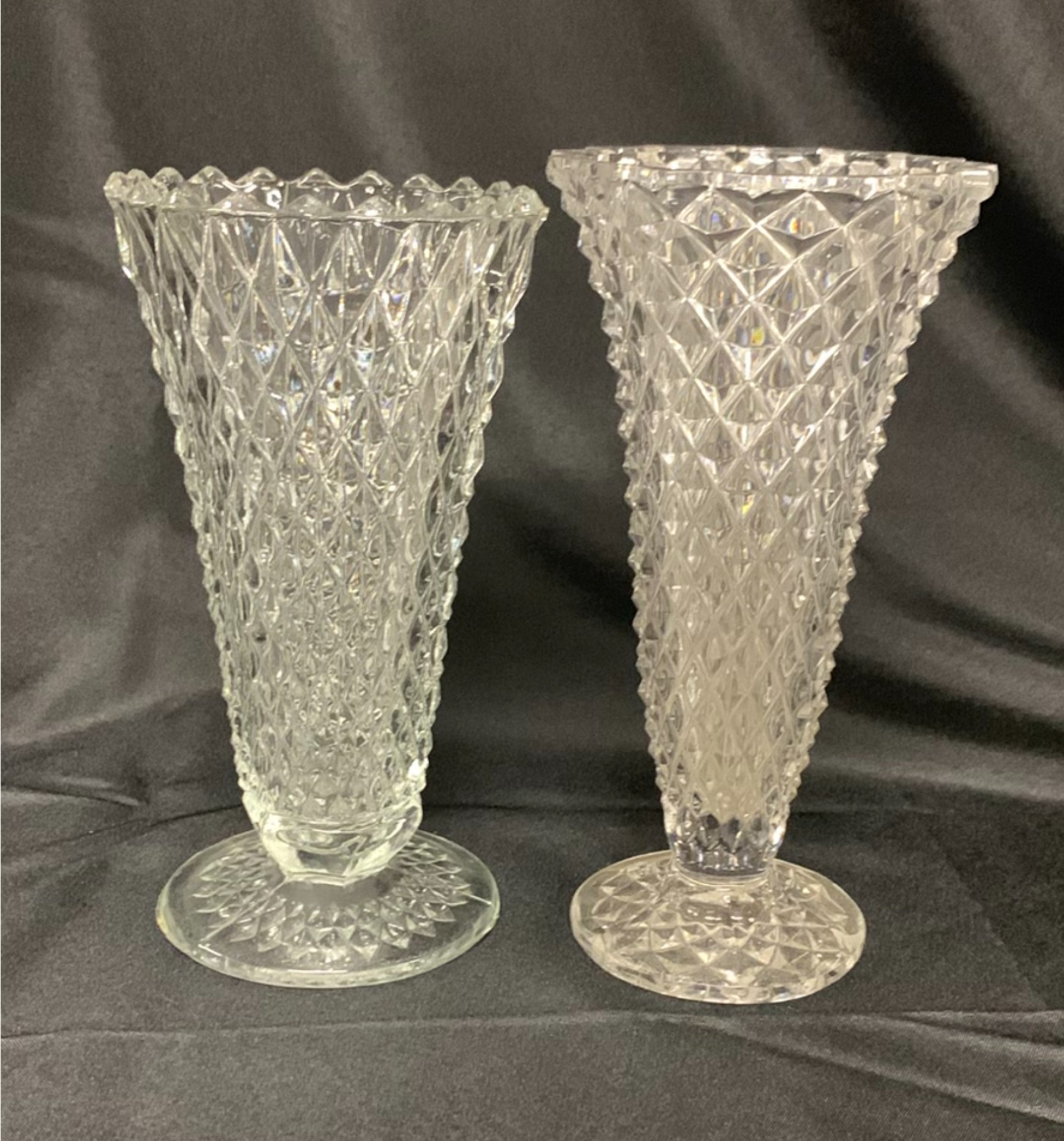 Cut Clear And Colored Glass Vases, cake plates, candle holders, etc. - image 8 of 9