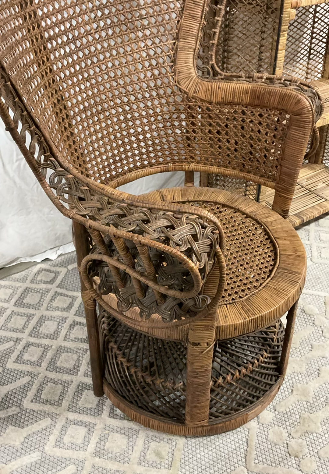 Vintage Boho Rattan Peacock Chair And Bookshelf - image 2 of 6