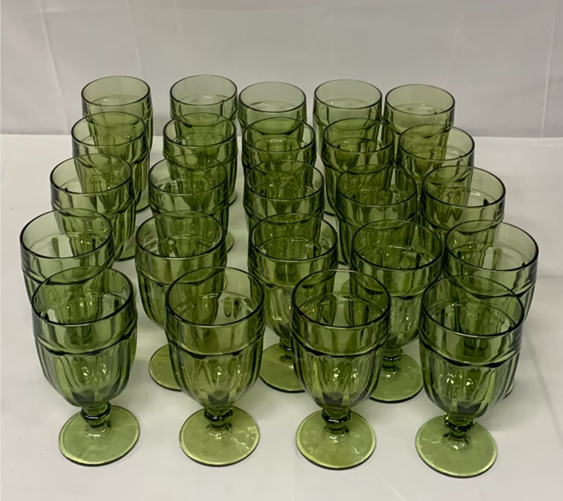 Green Glass Stemmed Goblets - image 1 of 4