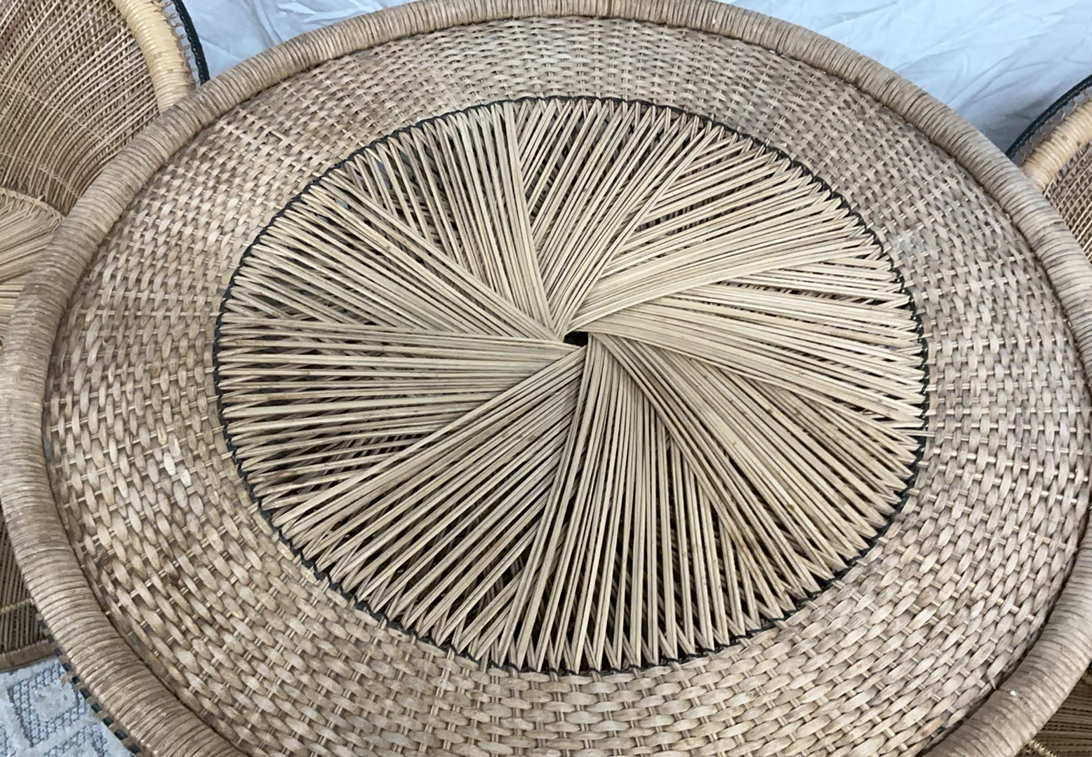 Vintage Boho Rattan Table And 2 Chairs - image 5 of 7