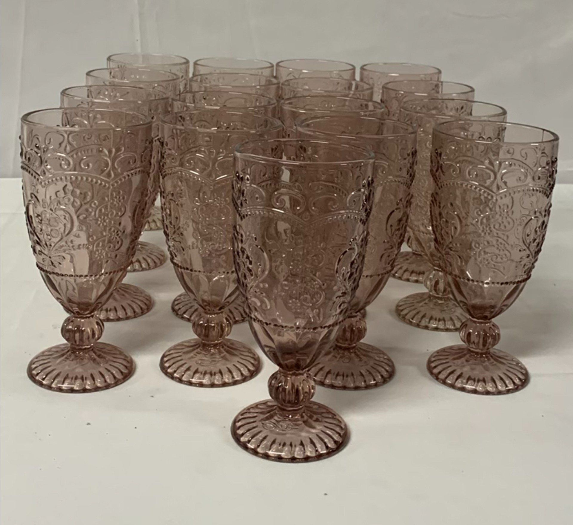 Vintage Pink Tinted Glass Goblets and Tumblers Set - image 4 of 8