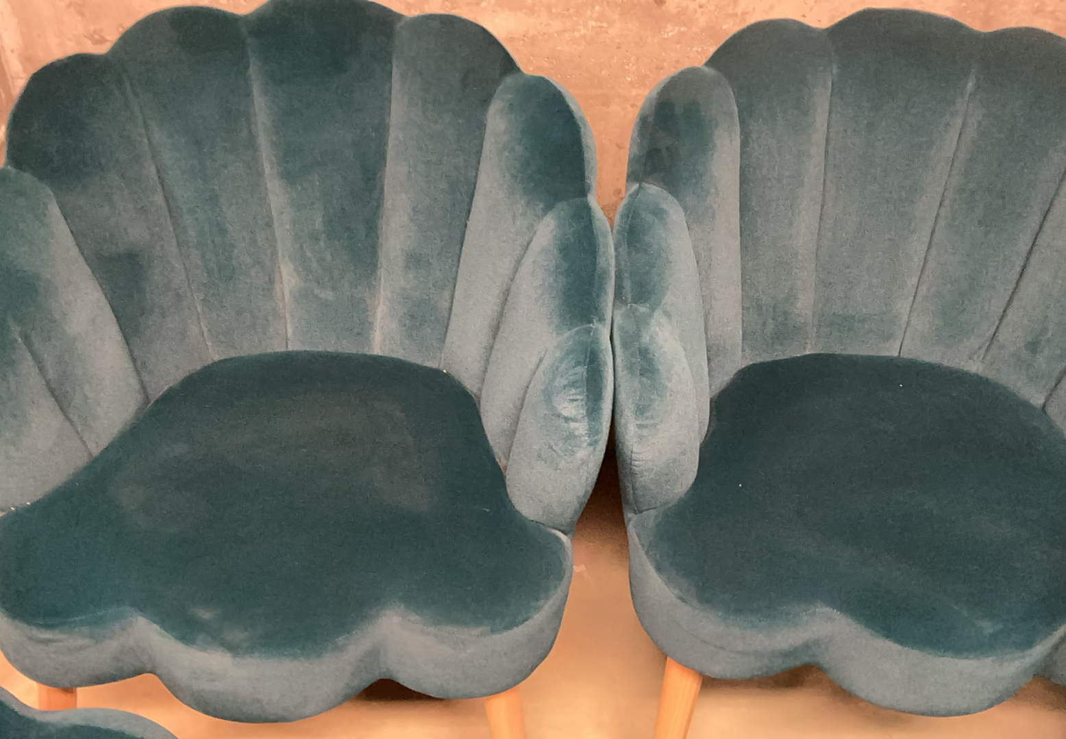 4 MCM Inspired,Teal Velour Clam Shell Arm Chairs - image 3 of 4