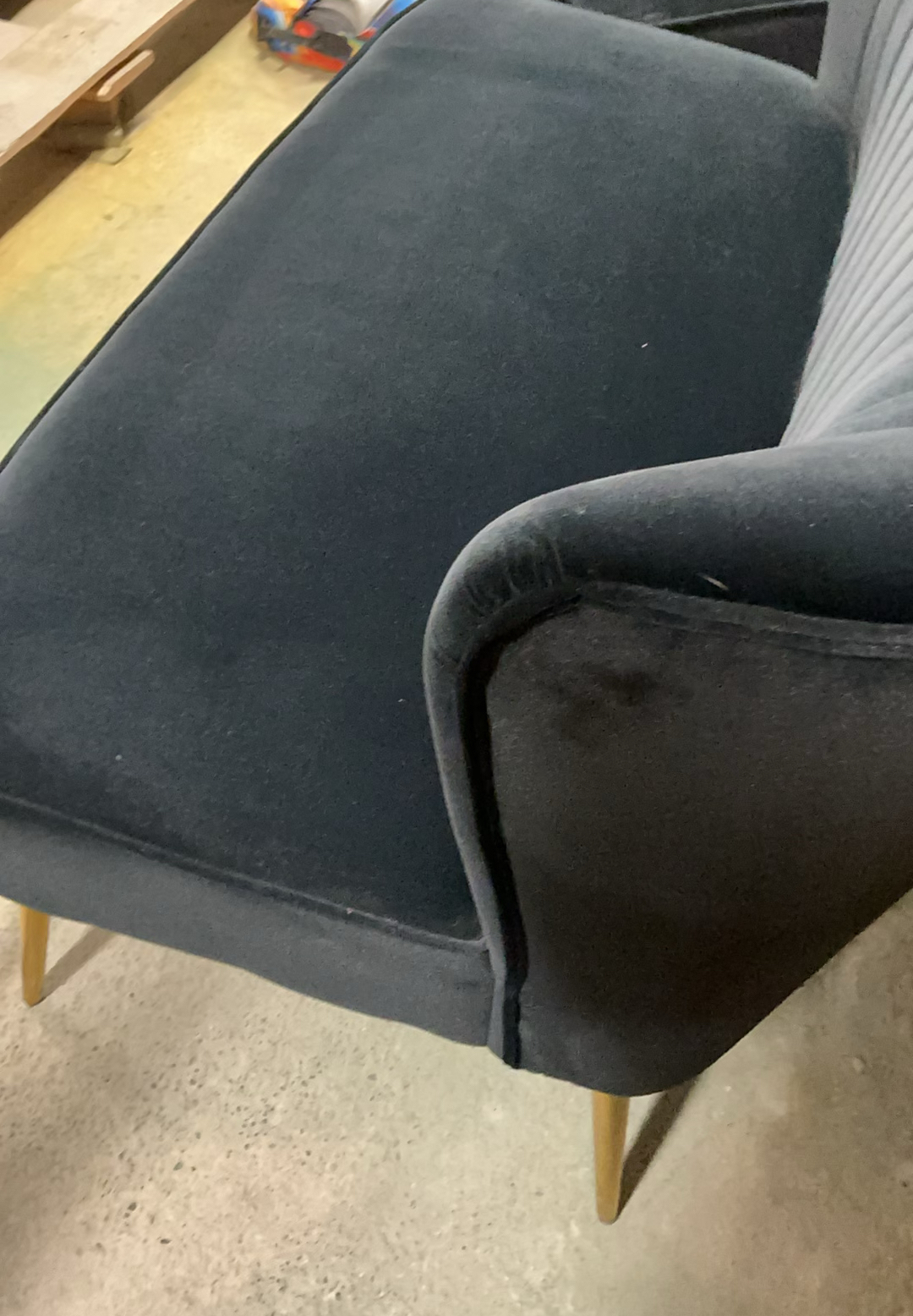 MCM Inspired, Black Velour Settee And Two Matching armless Chairs - image 6 of 8
