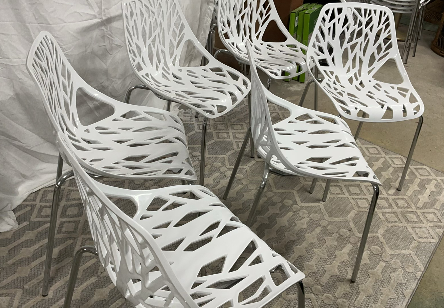 6 White Plastic Bird Nest Chairs - image 2 of 4