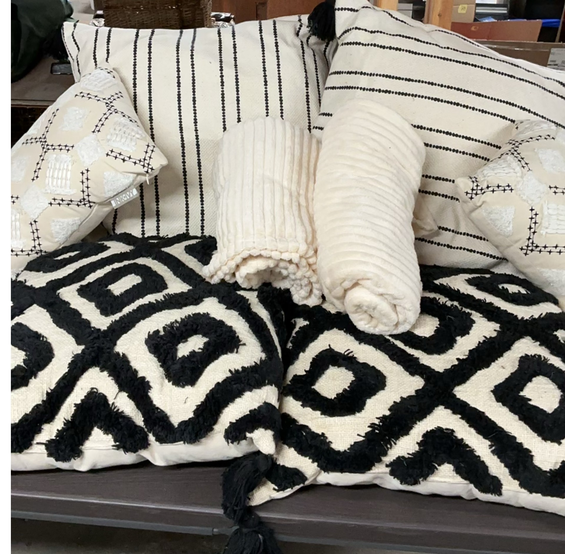 Cream And Black Throw Pillows And Throw Blankets - image 1 of 6