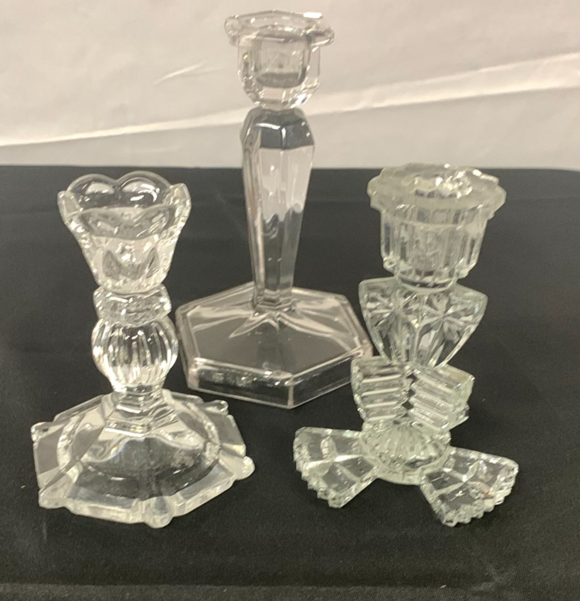 Clear Glass Taper Candle Holders And Candles - image 5 of 7