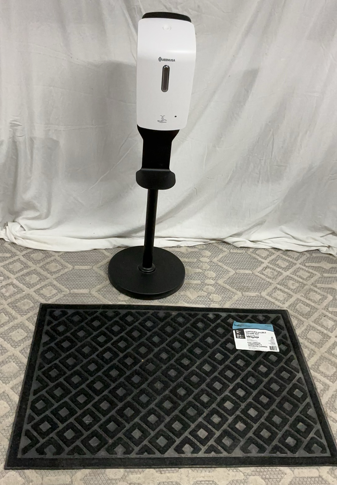 Hand sanitizer dispenser on stand with floor mat - image 1 of 4